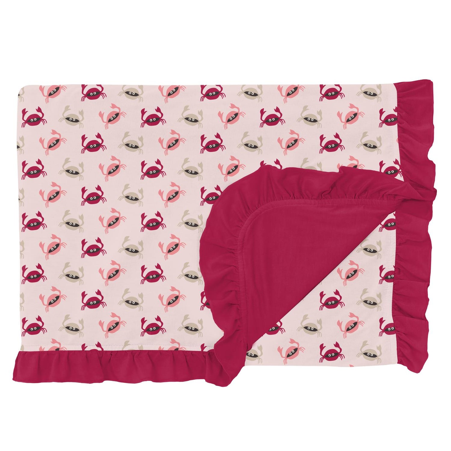 Print Ruffle Toddler Blanket in Macaroon Crabs