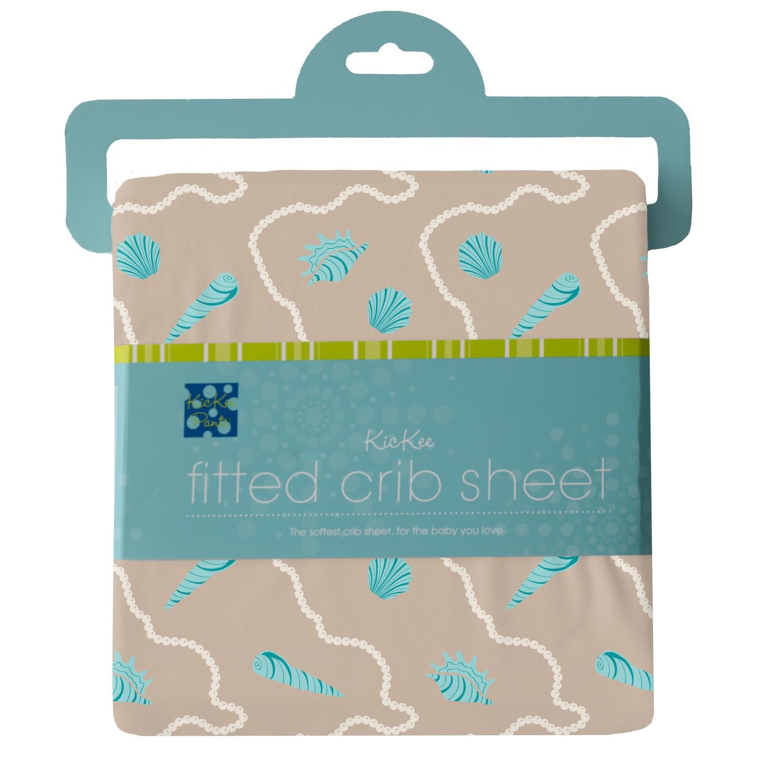 Print Fitted Crib Sheet in Burlap Shells