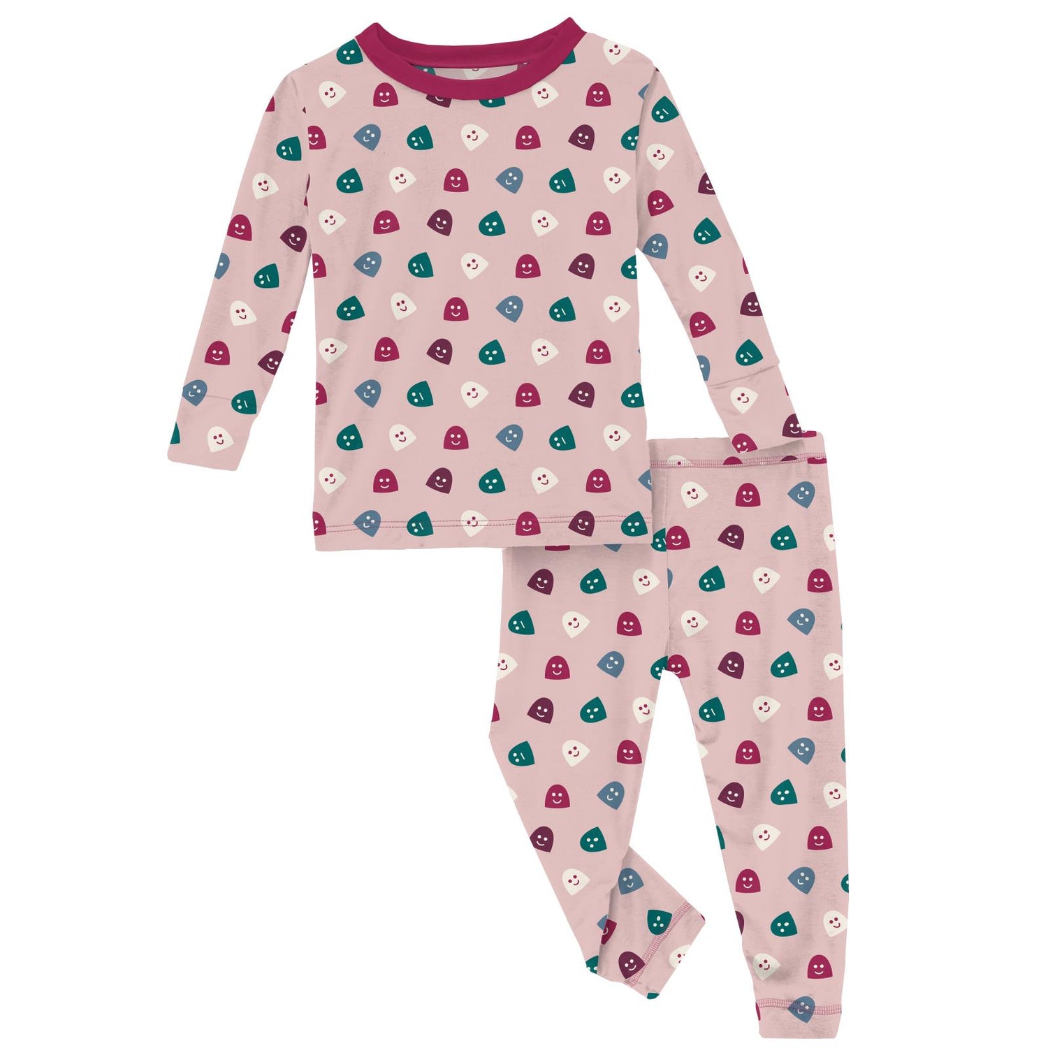 Print Long Sleeve Pajama Set in Baby Rose Happy Gumdrops