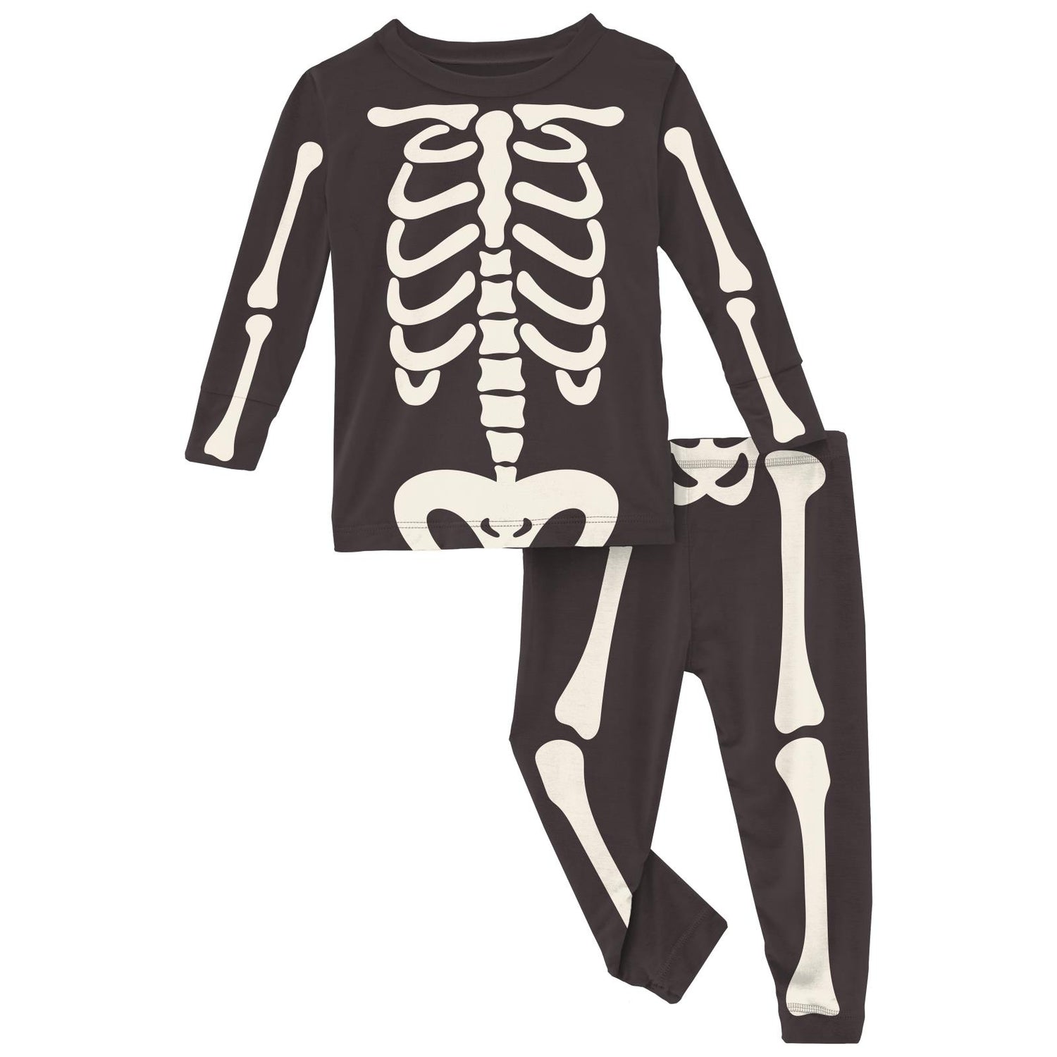 Long Sleeve Full Graphic Pajama Set in Skeleton