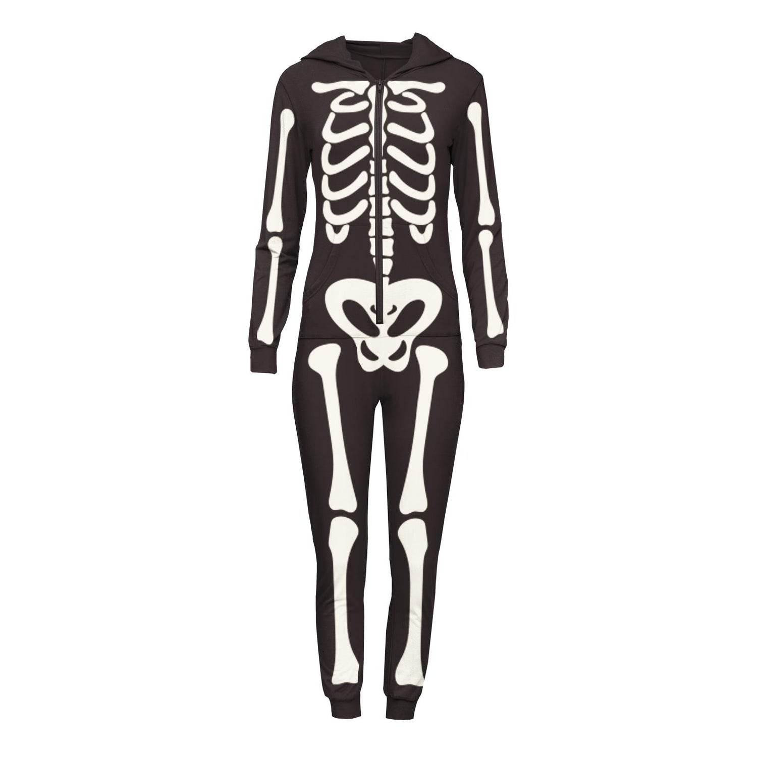 Women's Graphic Long Sleeve Jumpsuit with Hood in Skeleton