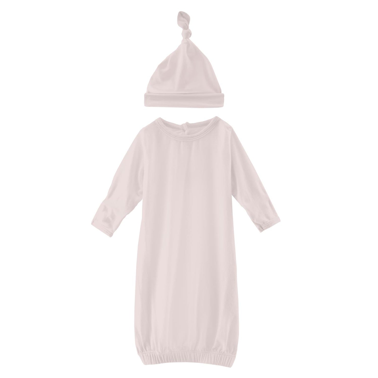 Layette Gown & Single Knot Hat Set in Macaroon