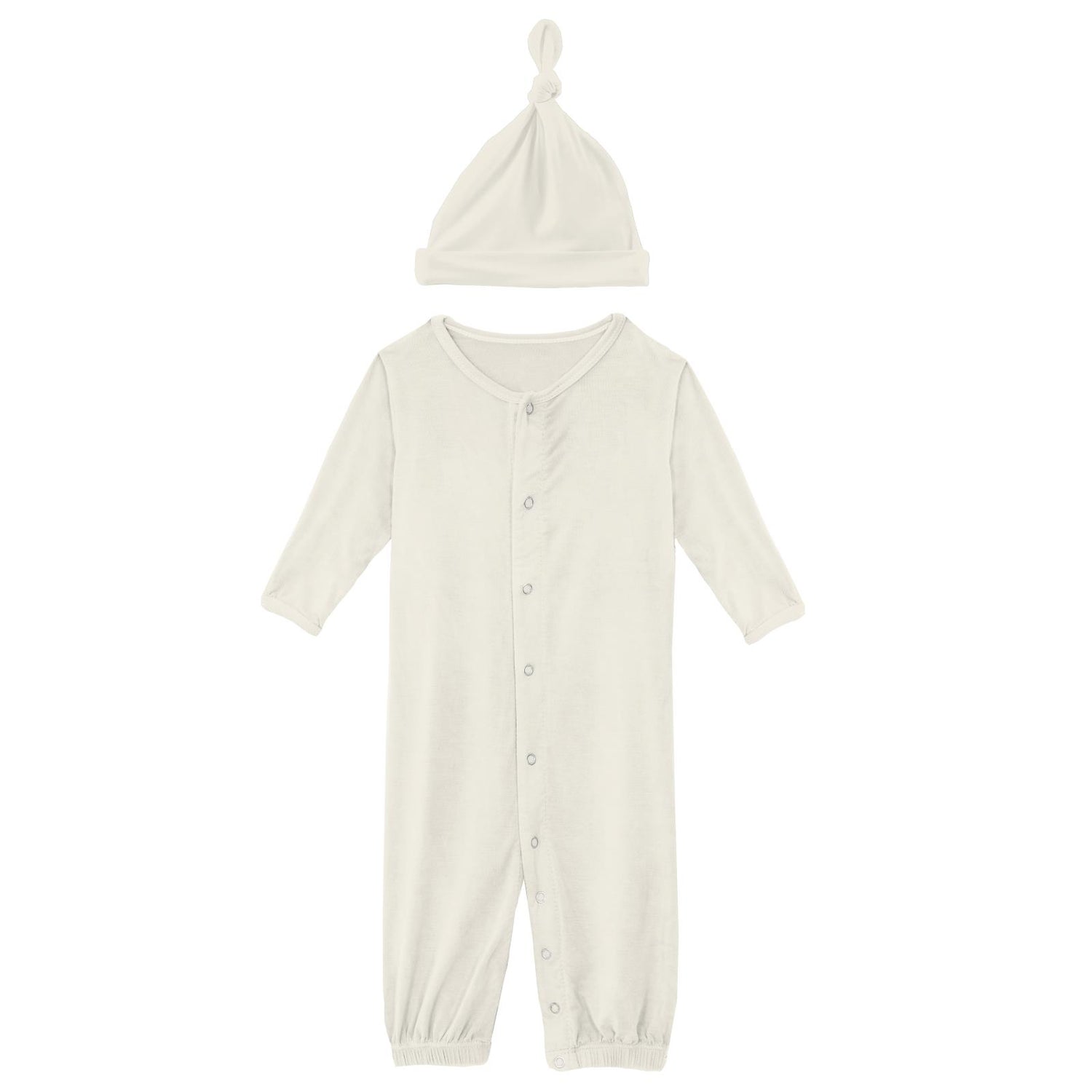 Layette Gown Converter & Single Knot Hat Set in Natural