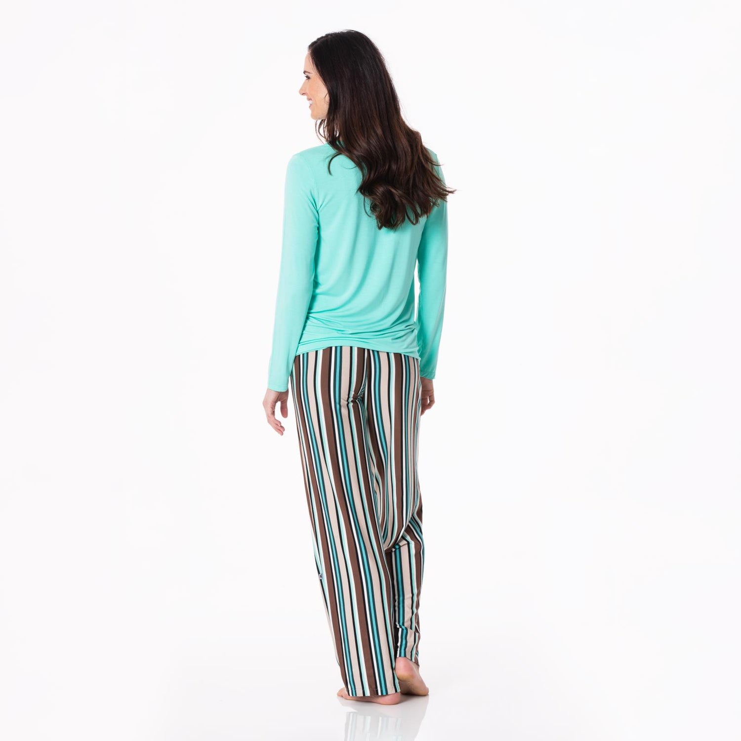 Women's Long Sleeve Loosey Goosey Tee & Pajama Pants Set in Dad's Tie Stripe