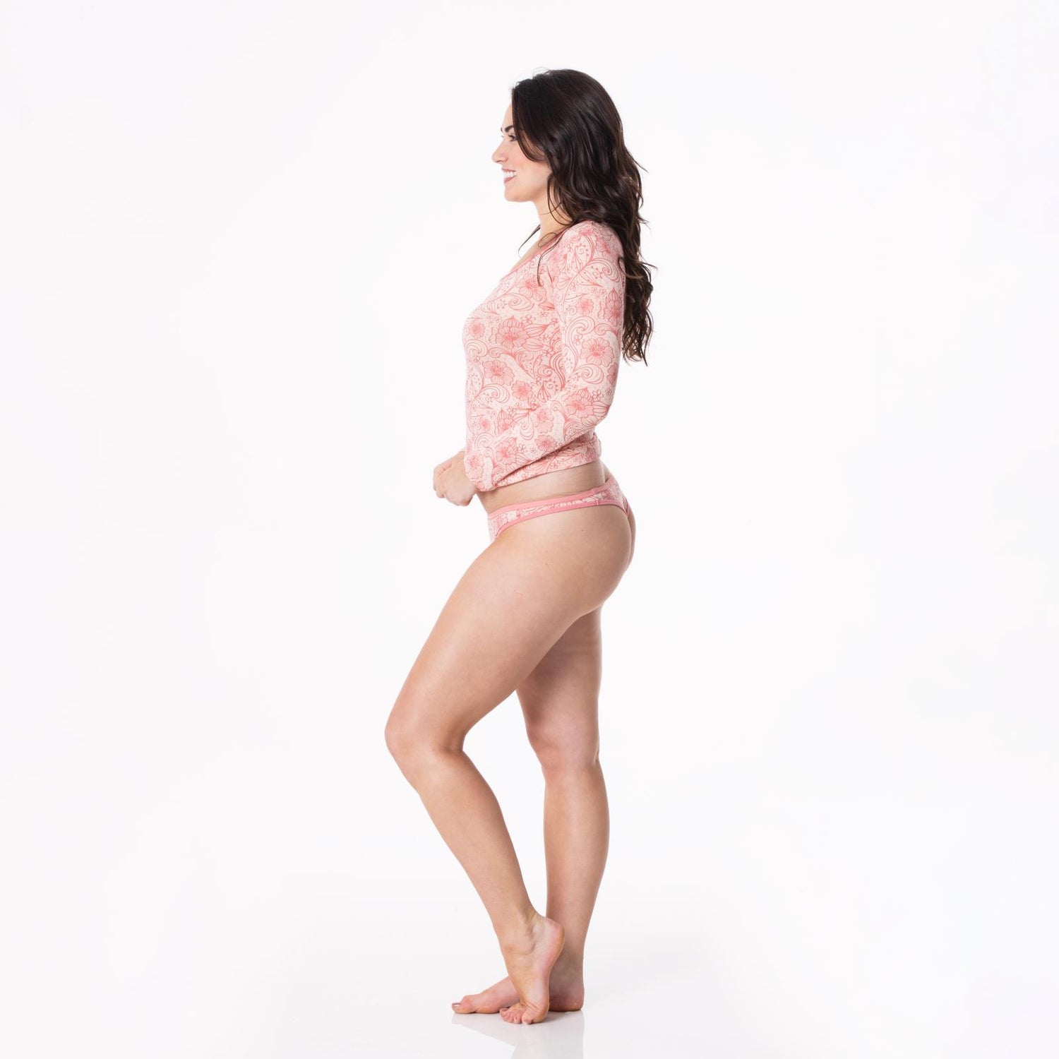 Women's Print Classic Thong in Peach Blossom Lace