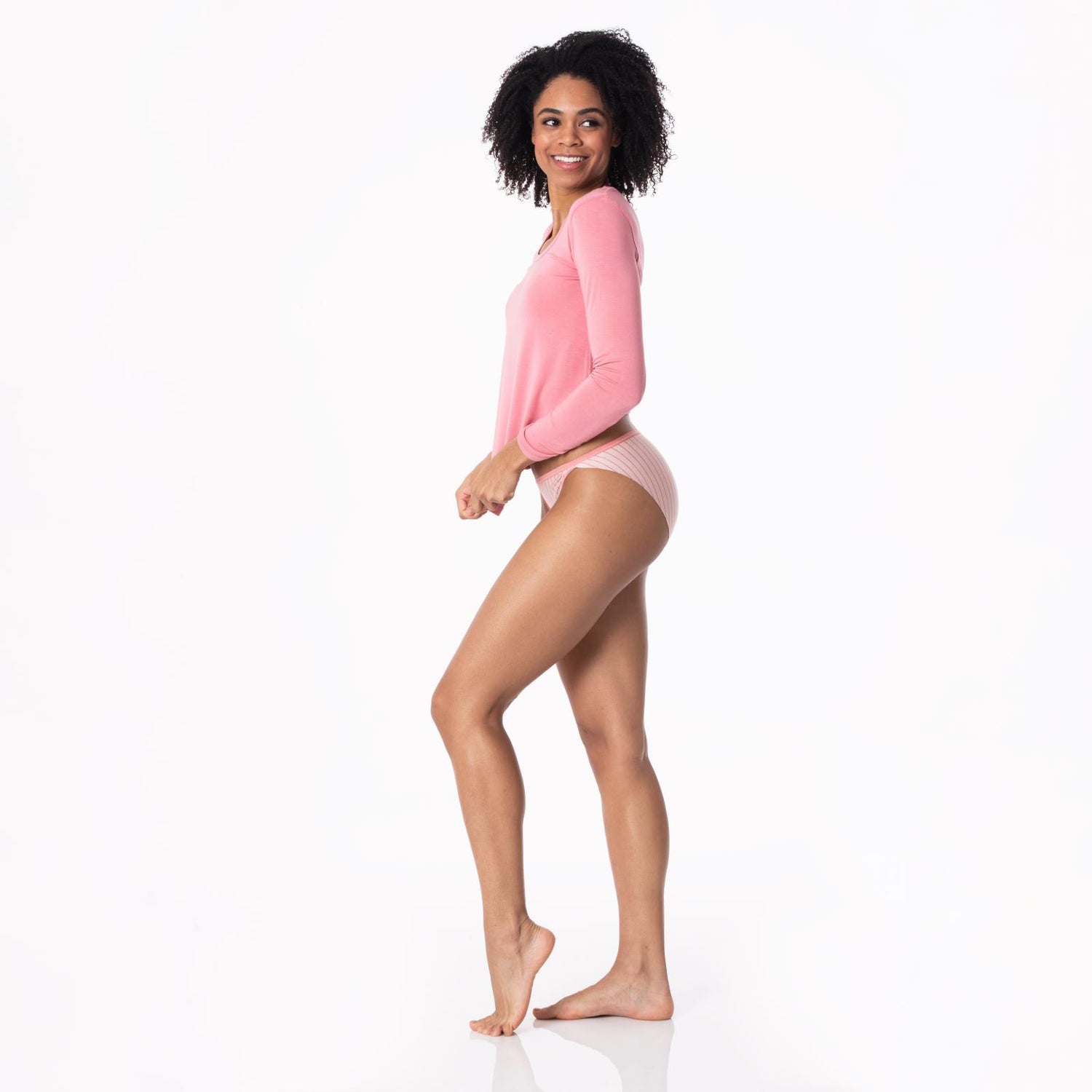 Women's Long Sleeve Scoop Neck Tee in Desert Rose