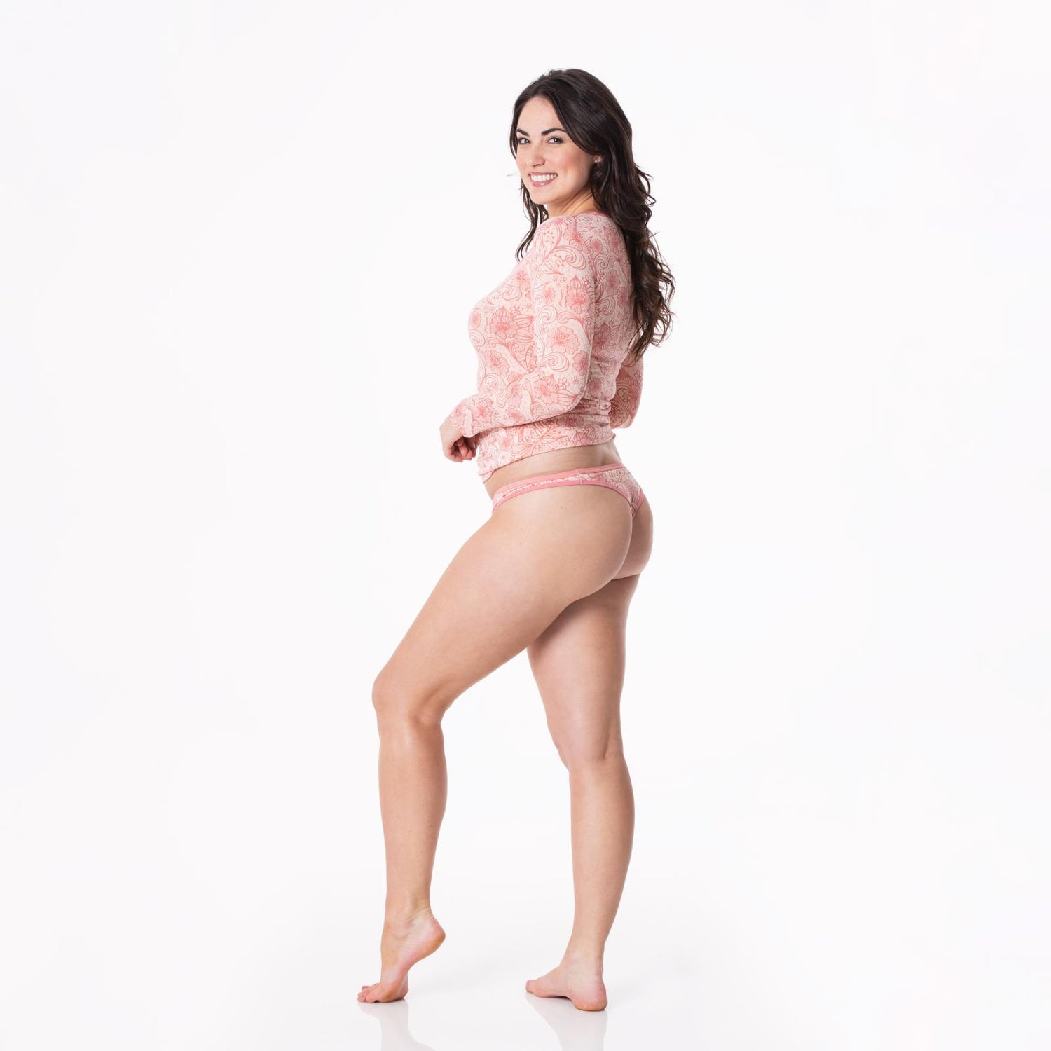 Women's Print Classic Thong in Peach Blossom Lace