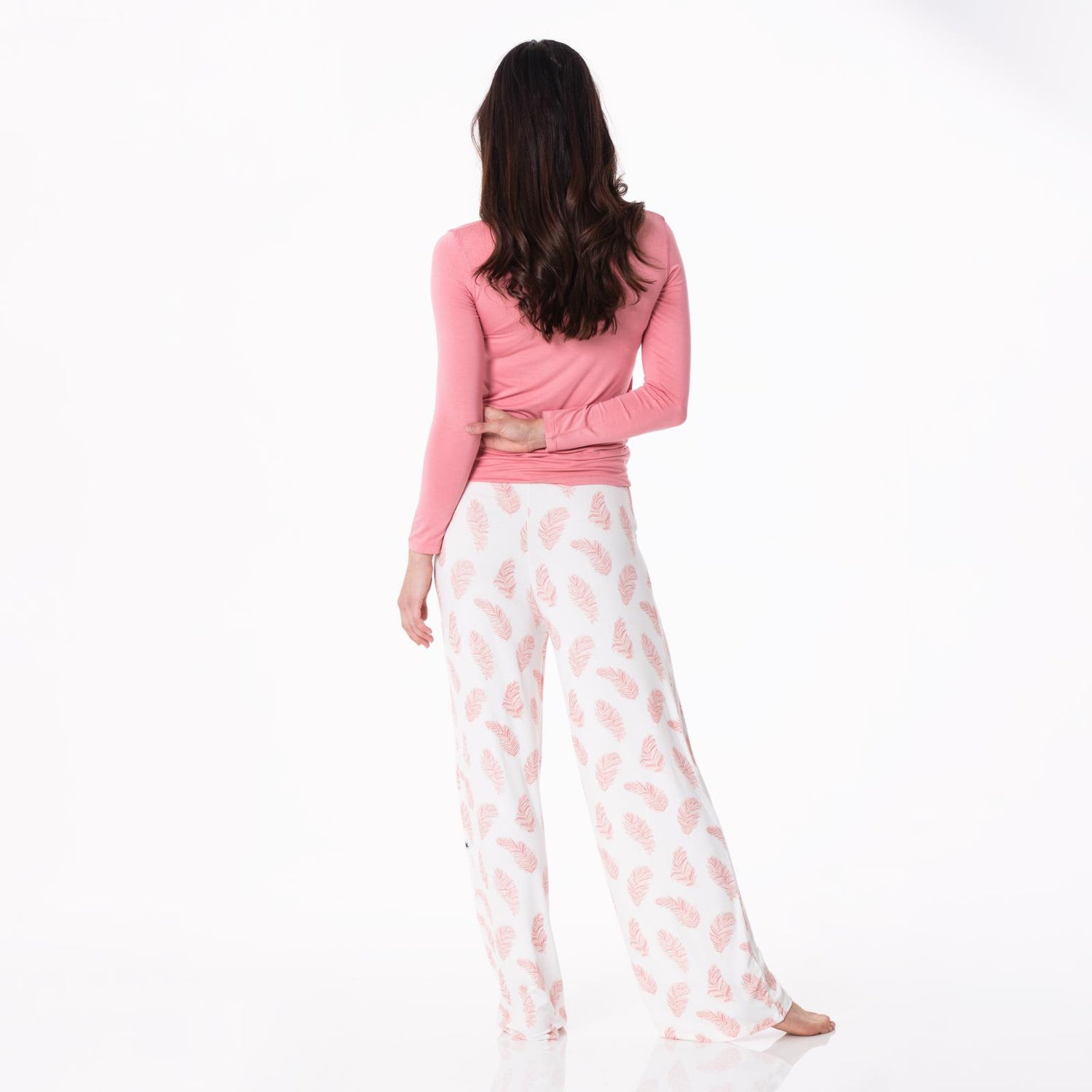 Women's Print Lounge Pants in Natural Feathers