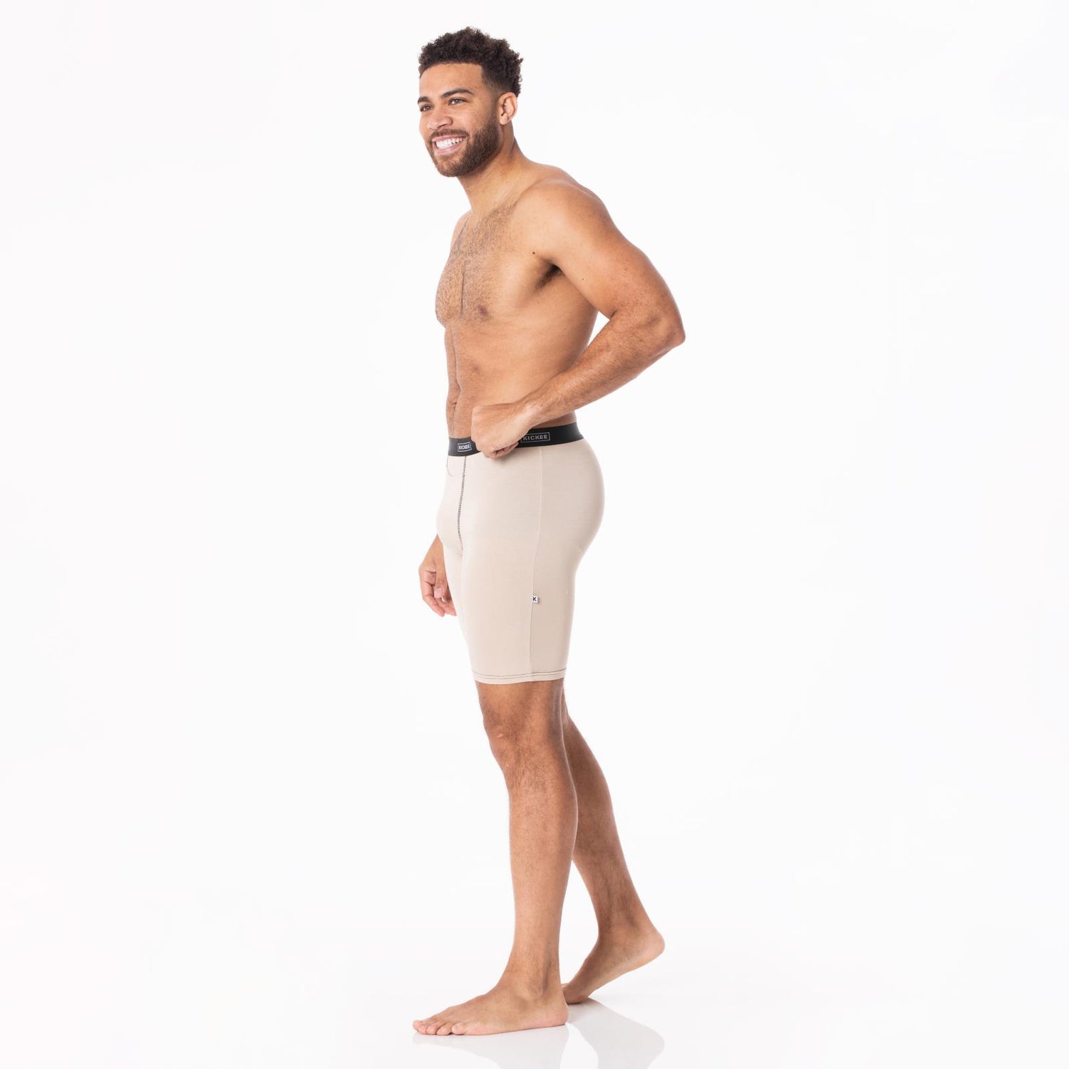 Men's Long Boxer Brief with Top Fly in Burlap with Midnight