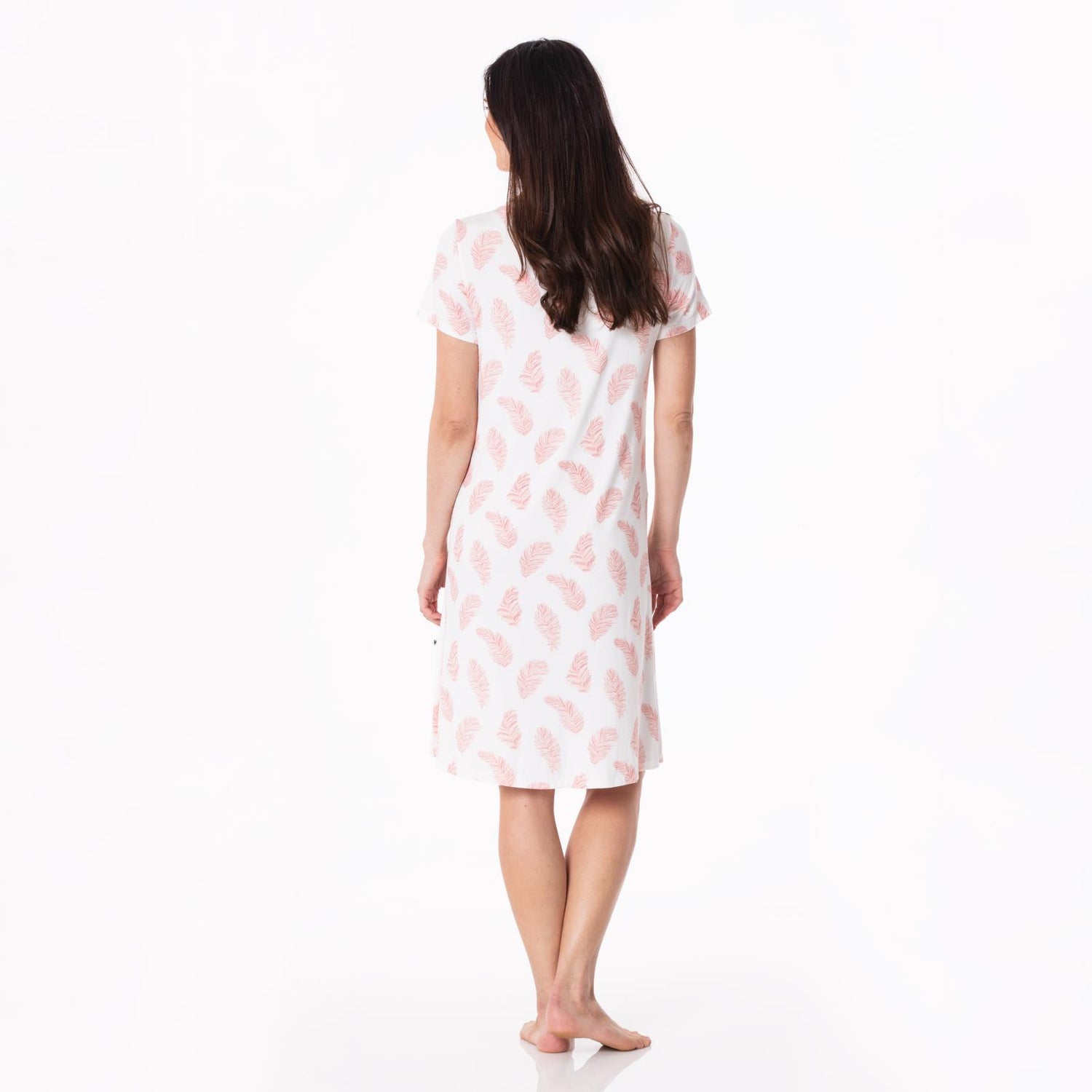 Women's Print Nursing Nightgown in Natural Feathers