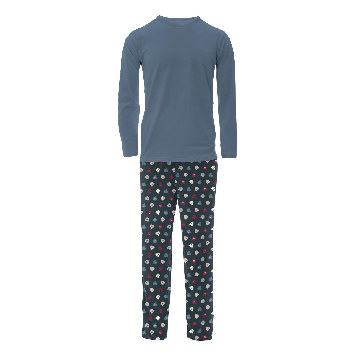 Men's Print Long Sleeve Pajama Set in Pine Happy Gumdrops