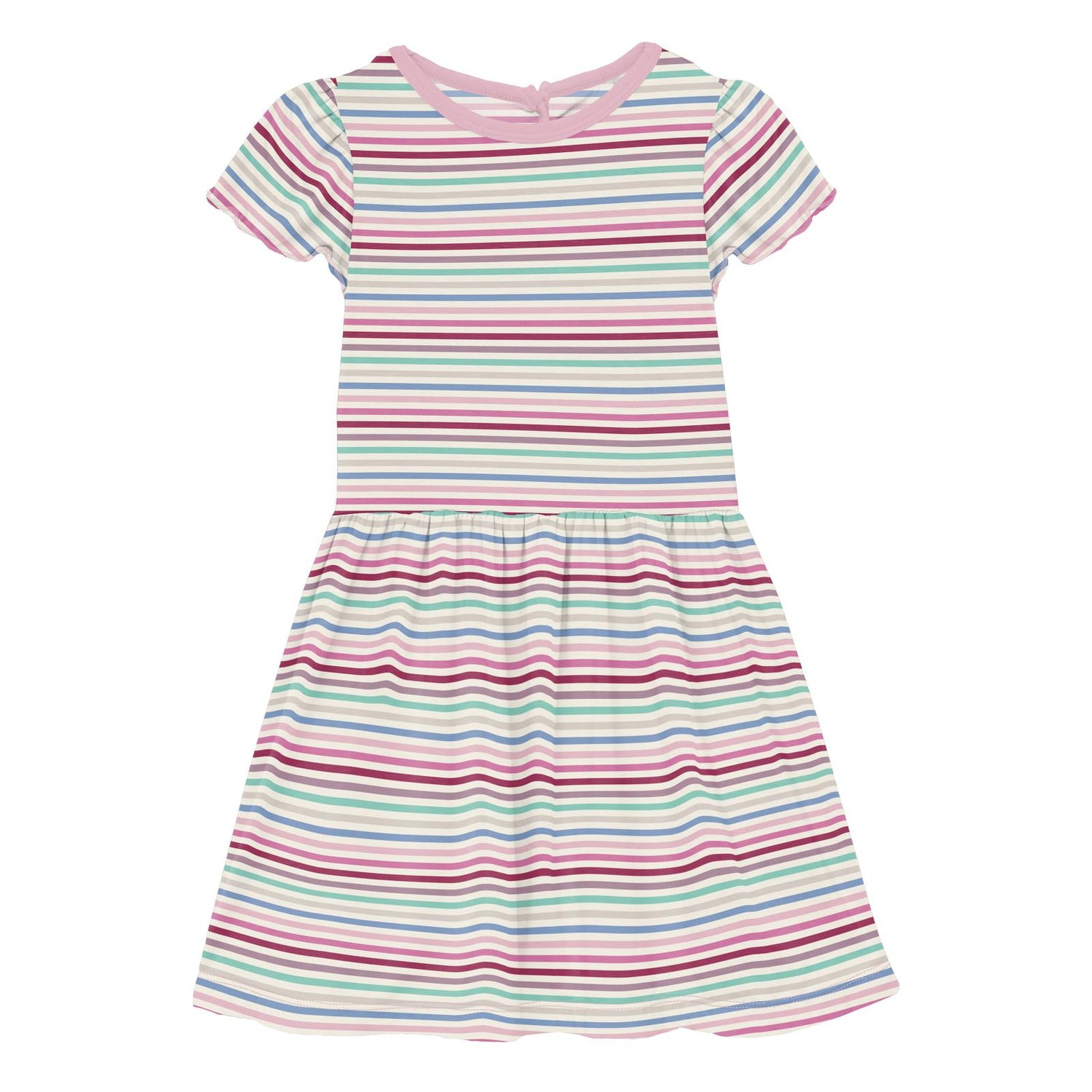 Print Flutter Sleeve Twirl Dress with Pockets in Make Believe Stripe