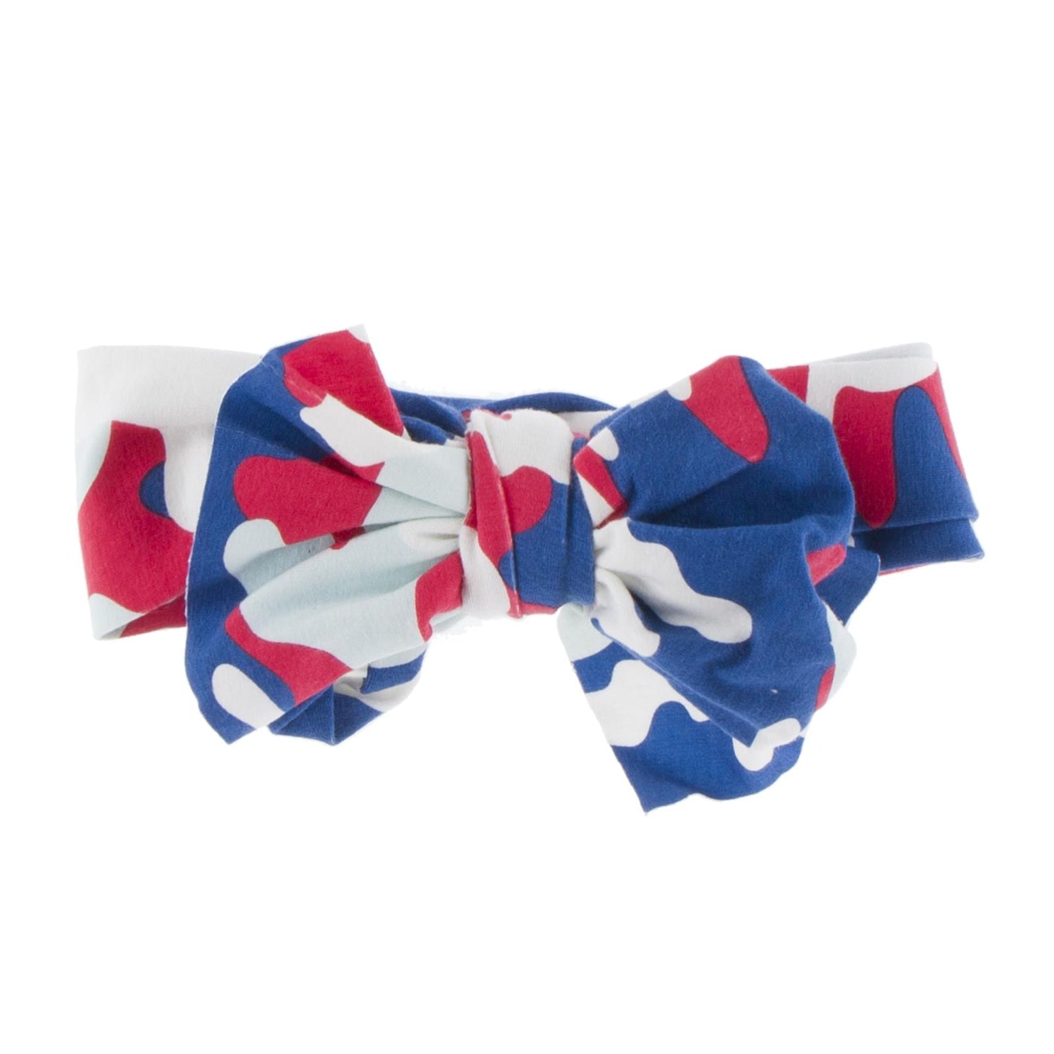 Print Luxe Head Wrap with Bow in Flag Red Military