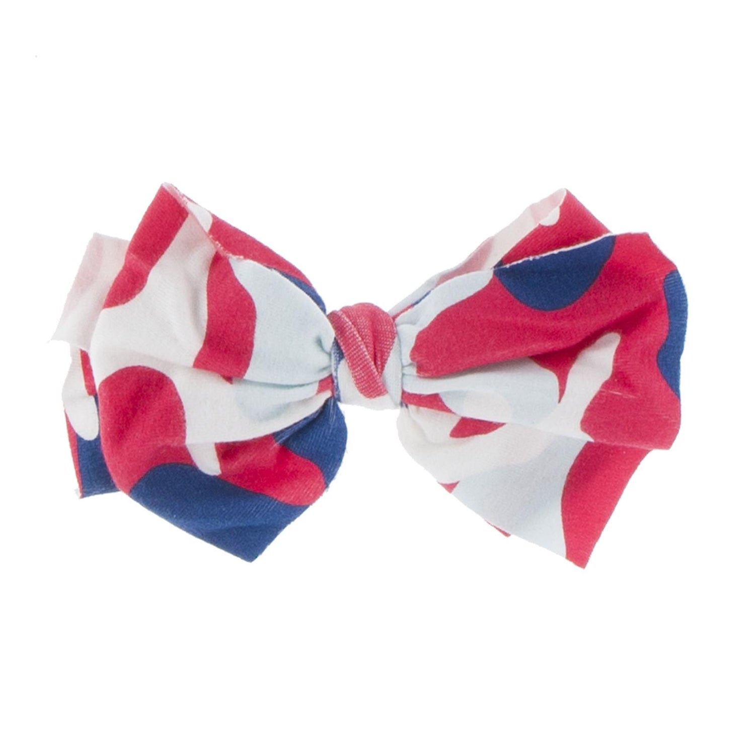 Print Luxe Skinny Bow with Black Headband in Flag Red Military