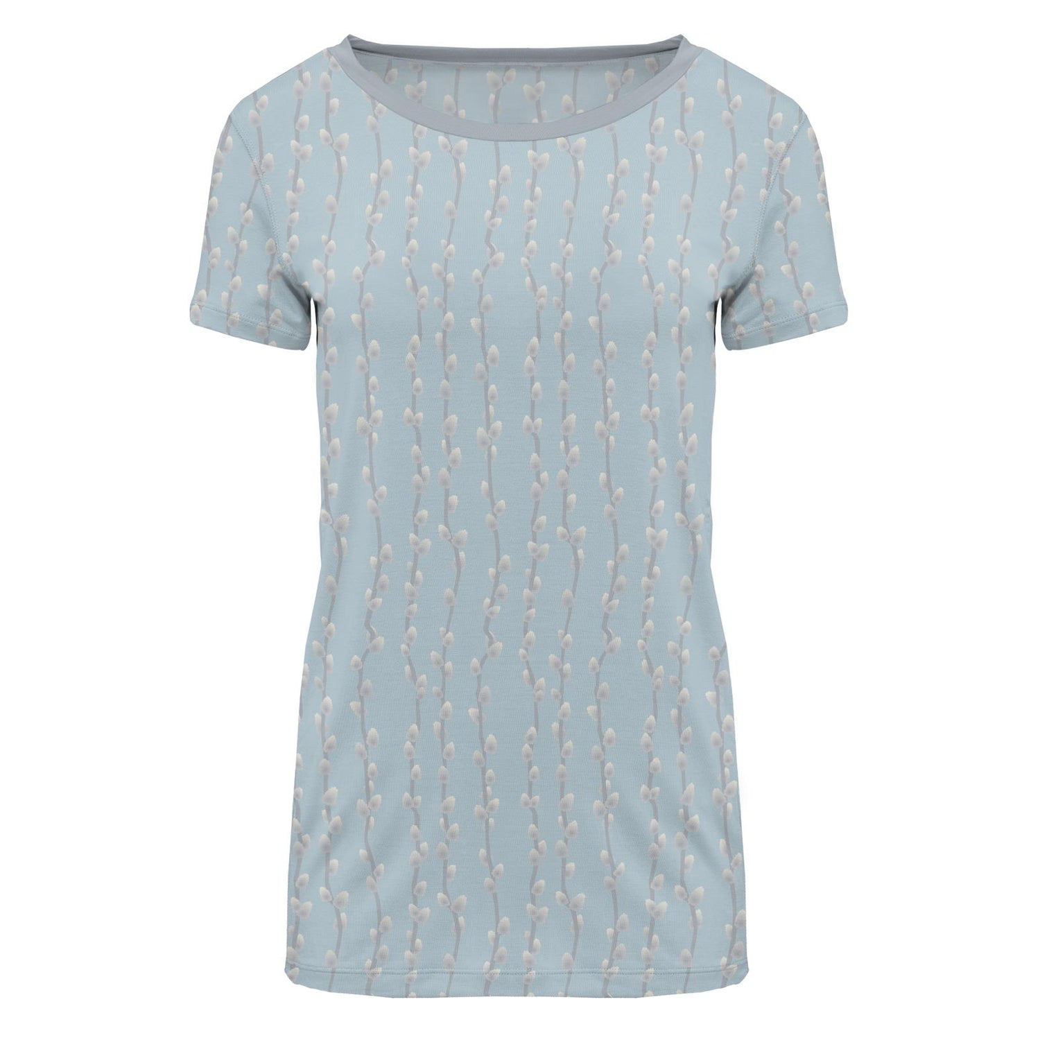Women's Print Short Sleeve Relaxed Tee in Spring Sky Pussy Willows