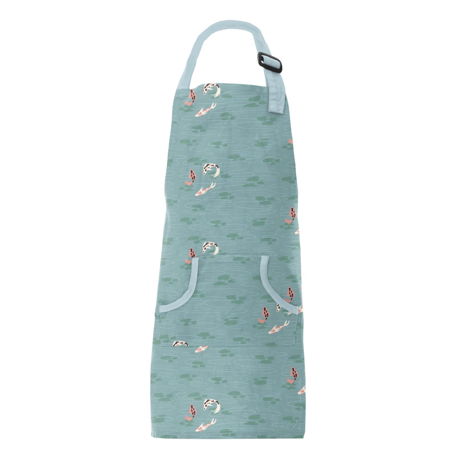Print Coated Woven Apron in Jade Koi Pond