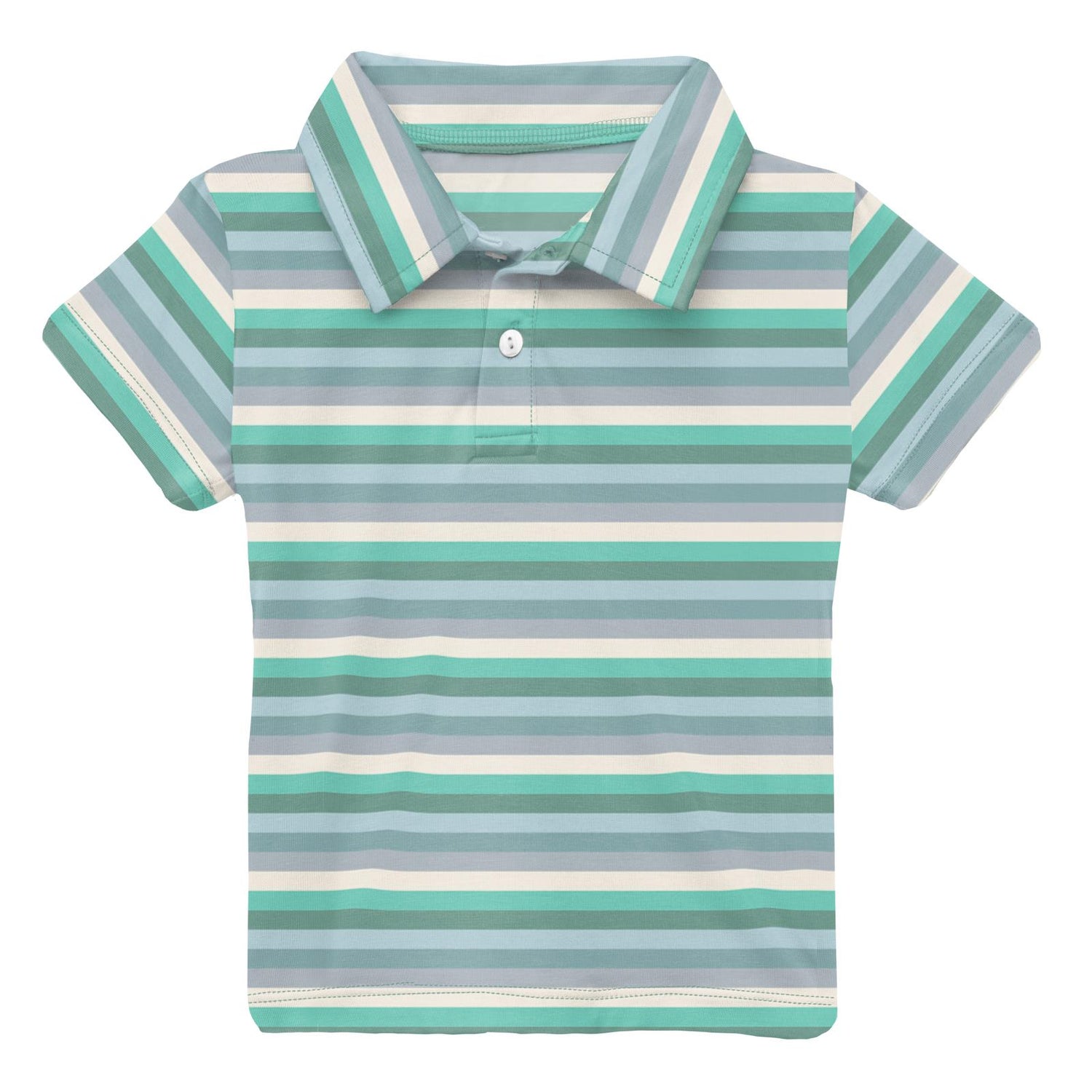 Print Short Sleeve Polo in April Showers Stripe