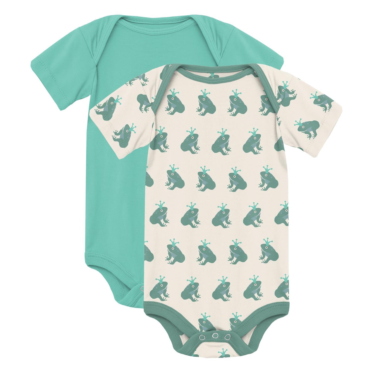 Print Short Sleeve One Piece Set of 2 in Natural Frog Prince & Glass