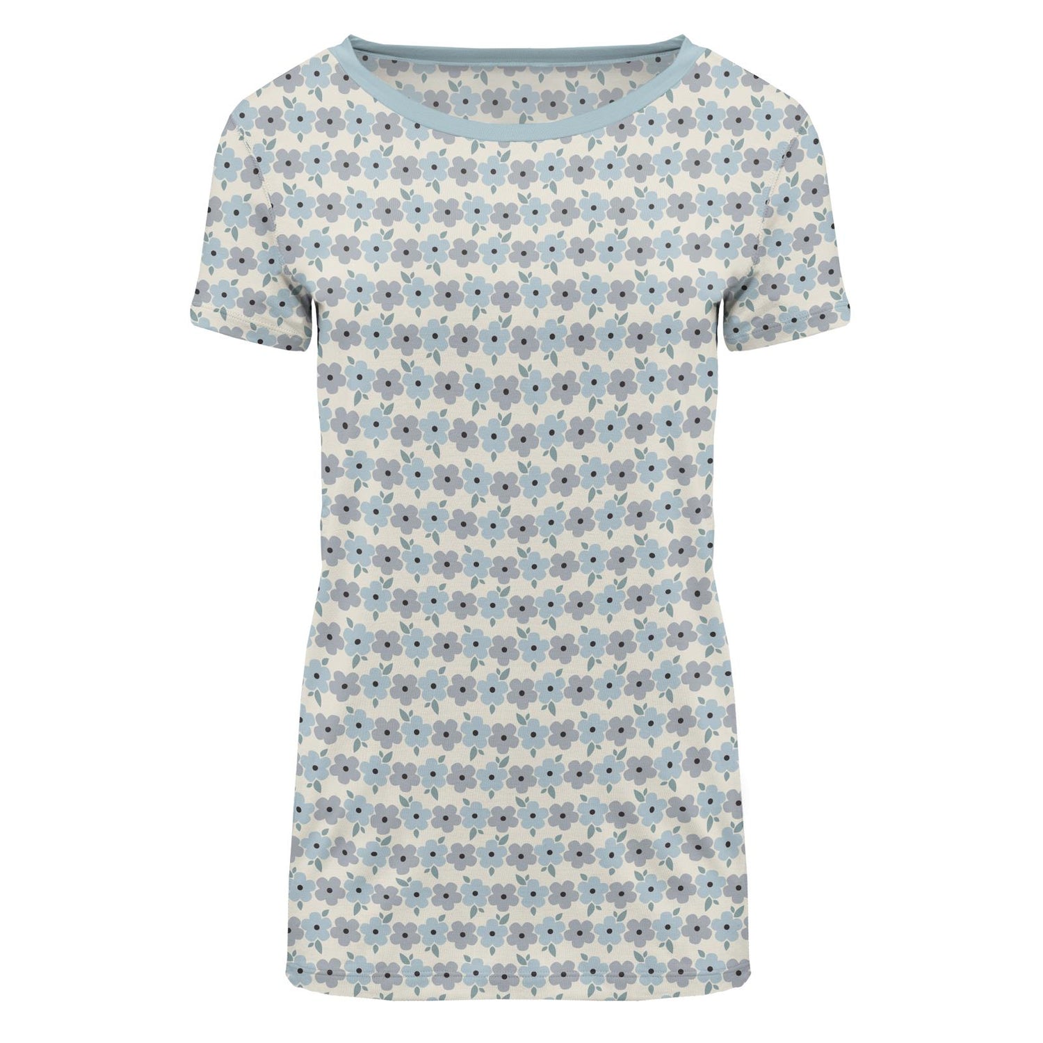 Women's Print Short Sleeve Relaxed Tee in Natural Hydrangea