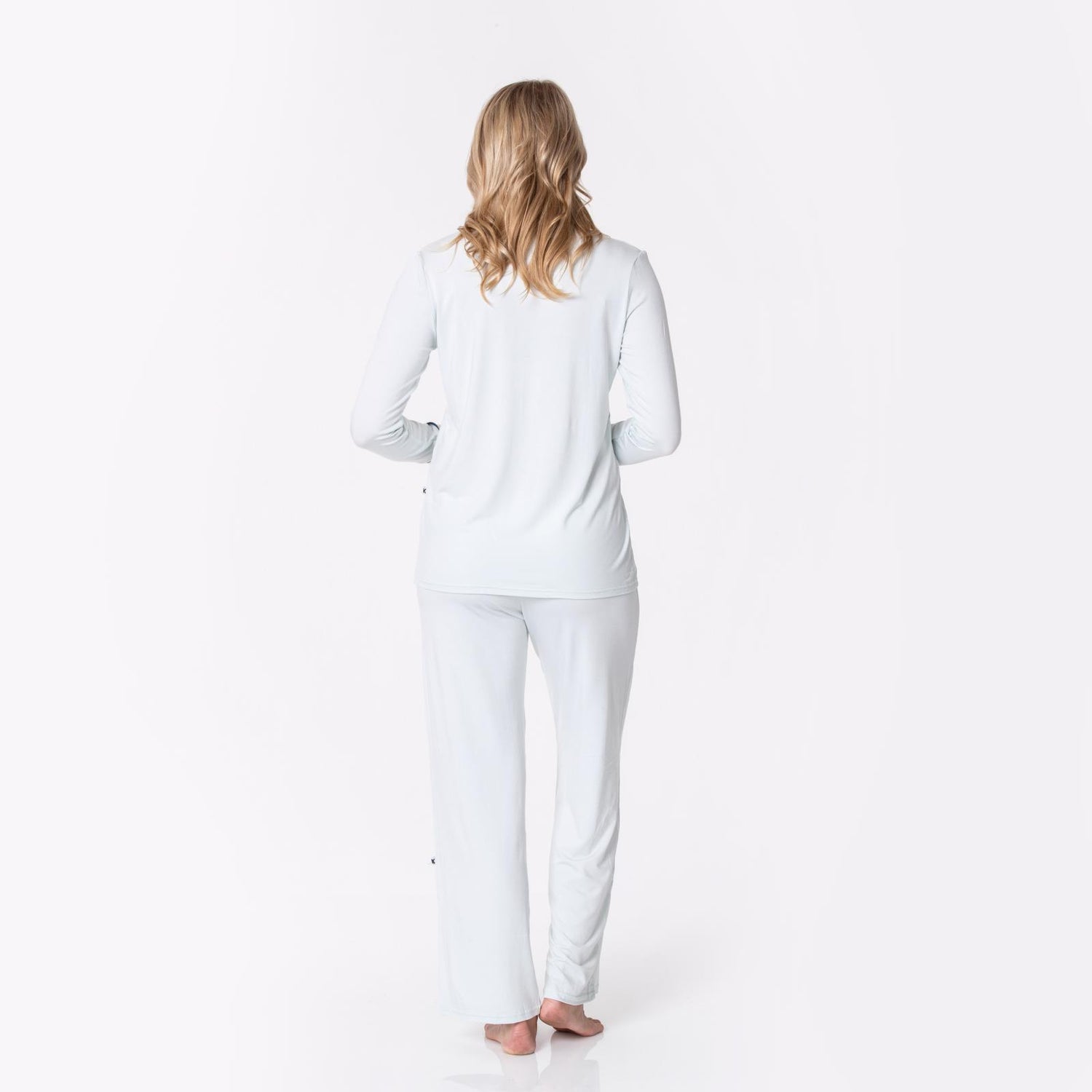 Women's Long Sleeved Collared Pajama Set in Fresh Air with Deep Sea