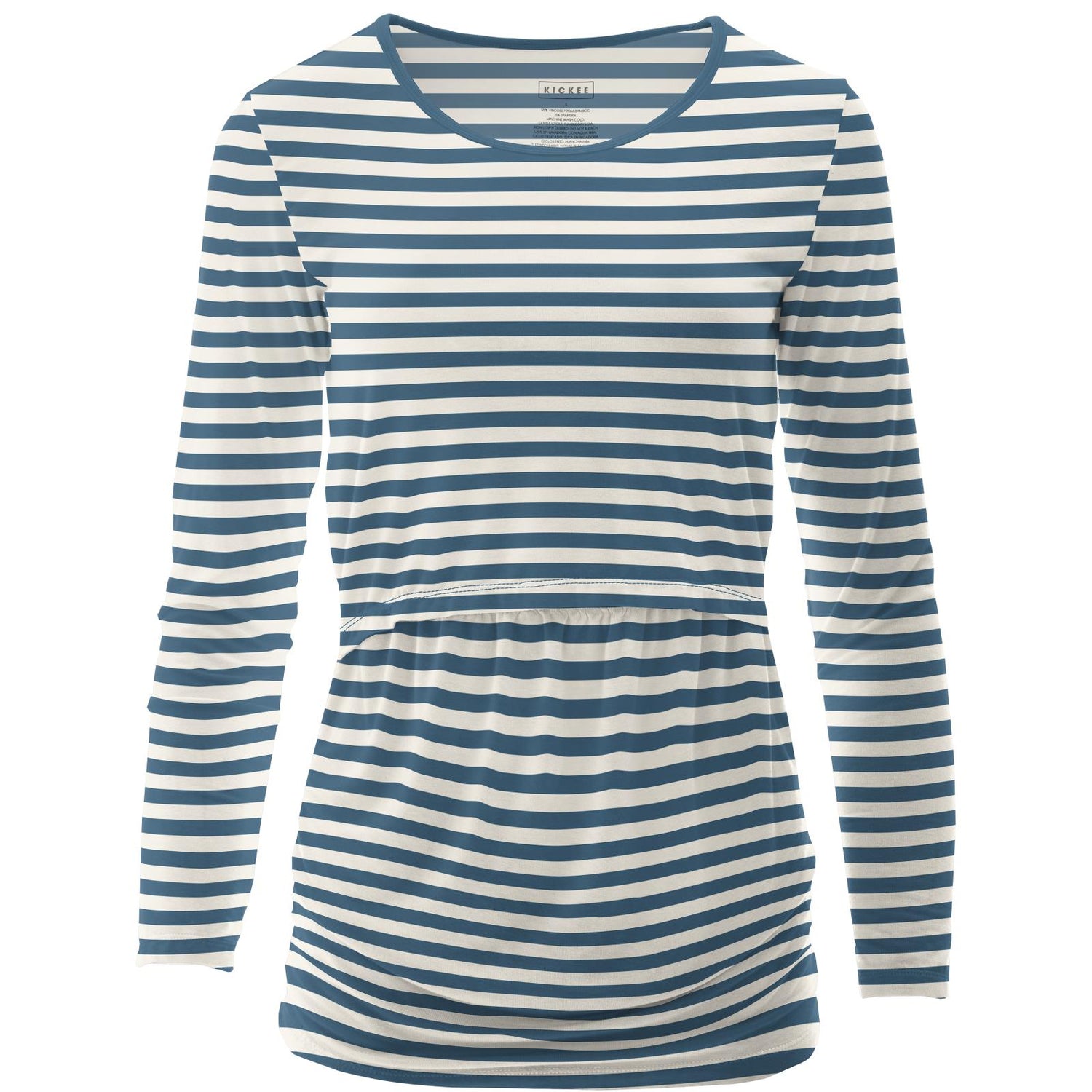 Women's Print Long Sleeve Nursing Tee in Nautical Stripe