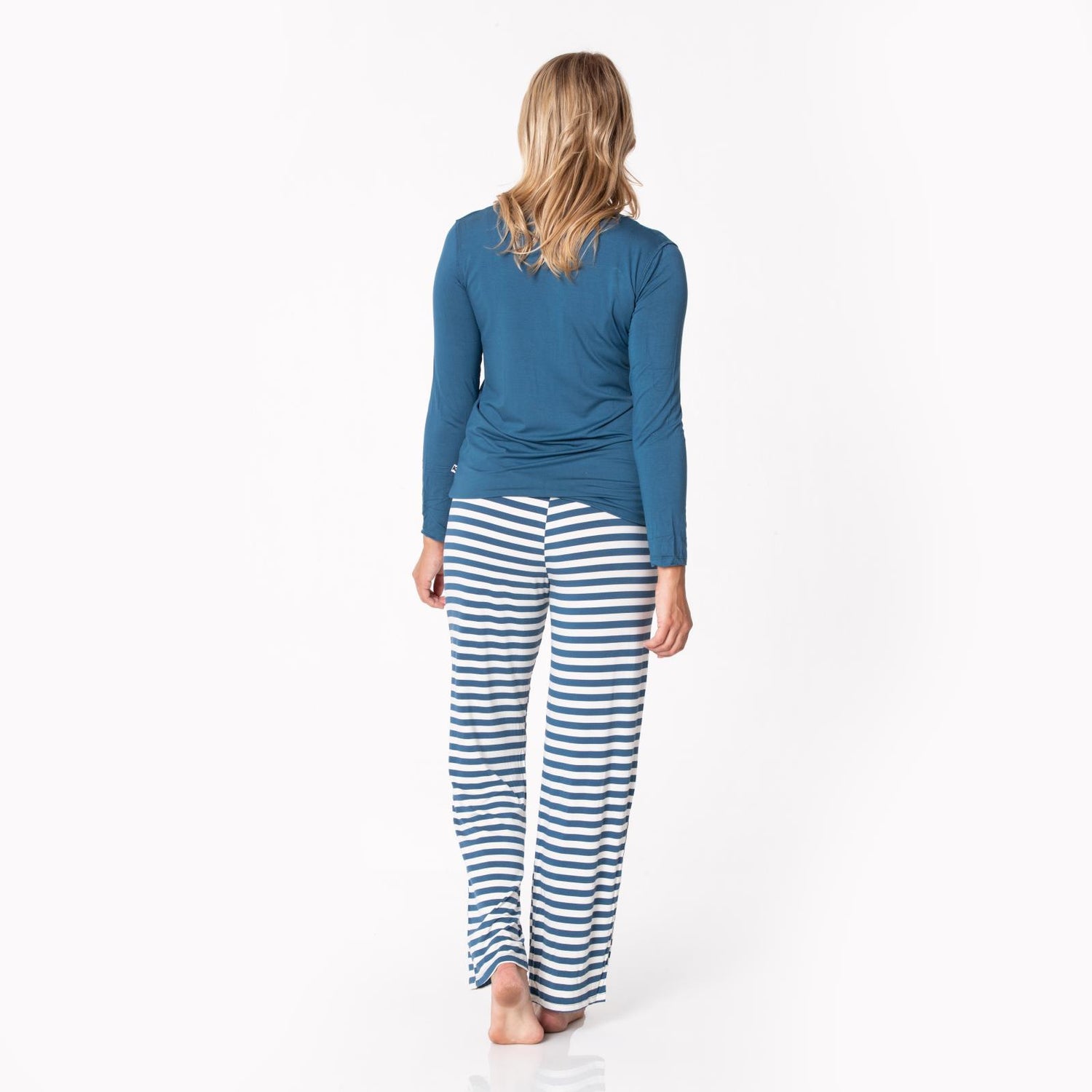 Women's Long Sleeve Loosey Goosey Tee & Pajama Pants Set in Nautical Stripe