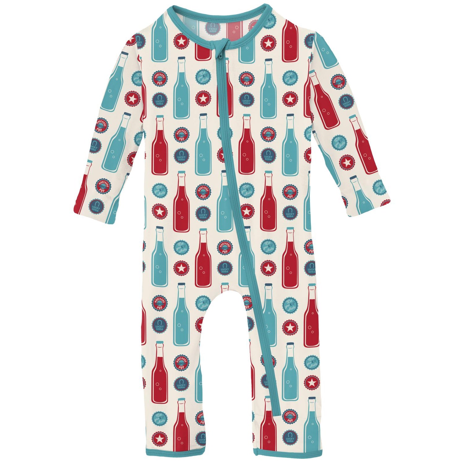 Print Coverall with Zipper in Natural Soda Pop
