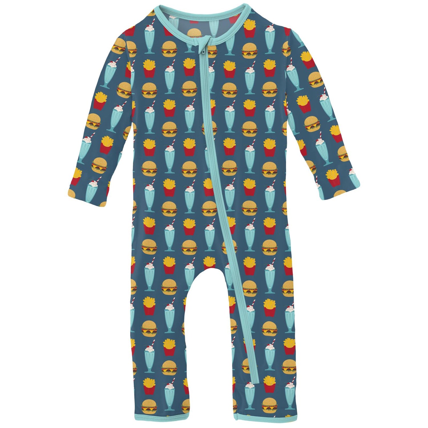 Print Coverall with Zipper in Deep Sea Cheeseburger