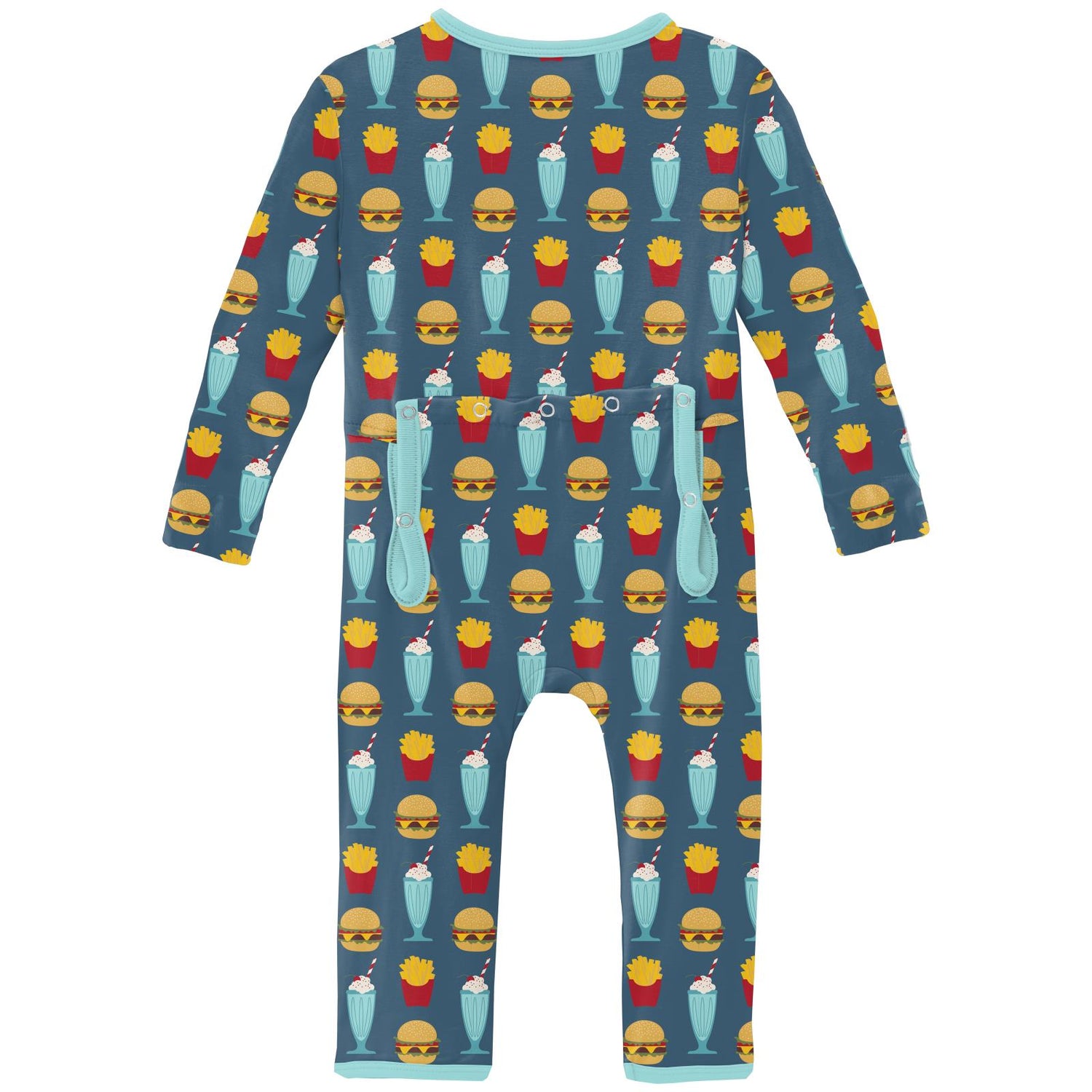 Print Coverall with Snaps in Deep Sea Cheeseburger