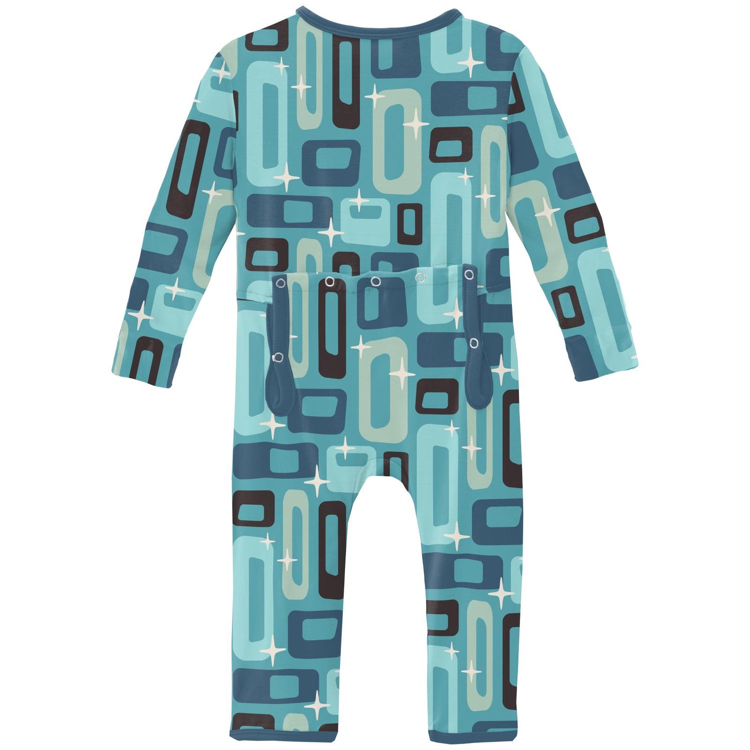 Print Coverall with Zipper in Glacier Mid Century Modern