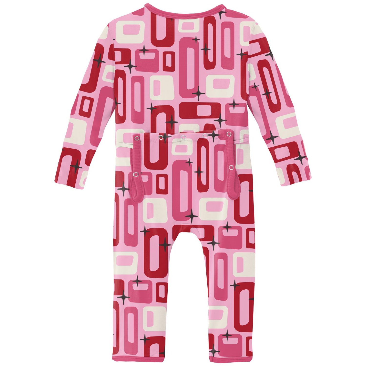 Print Coverall with Zipper in Cotton Candy Mid Century Modern