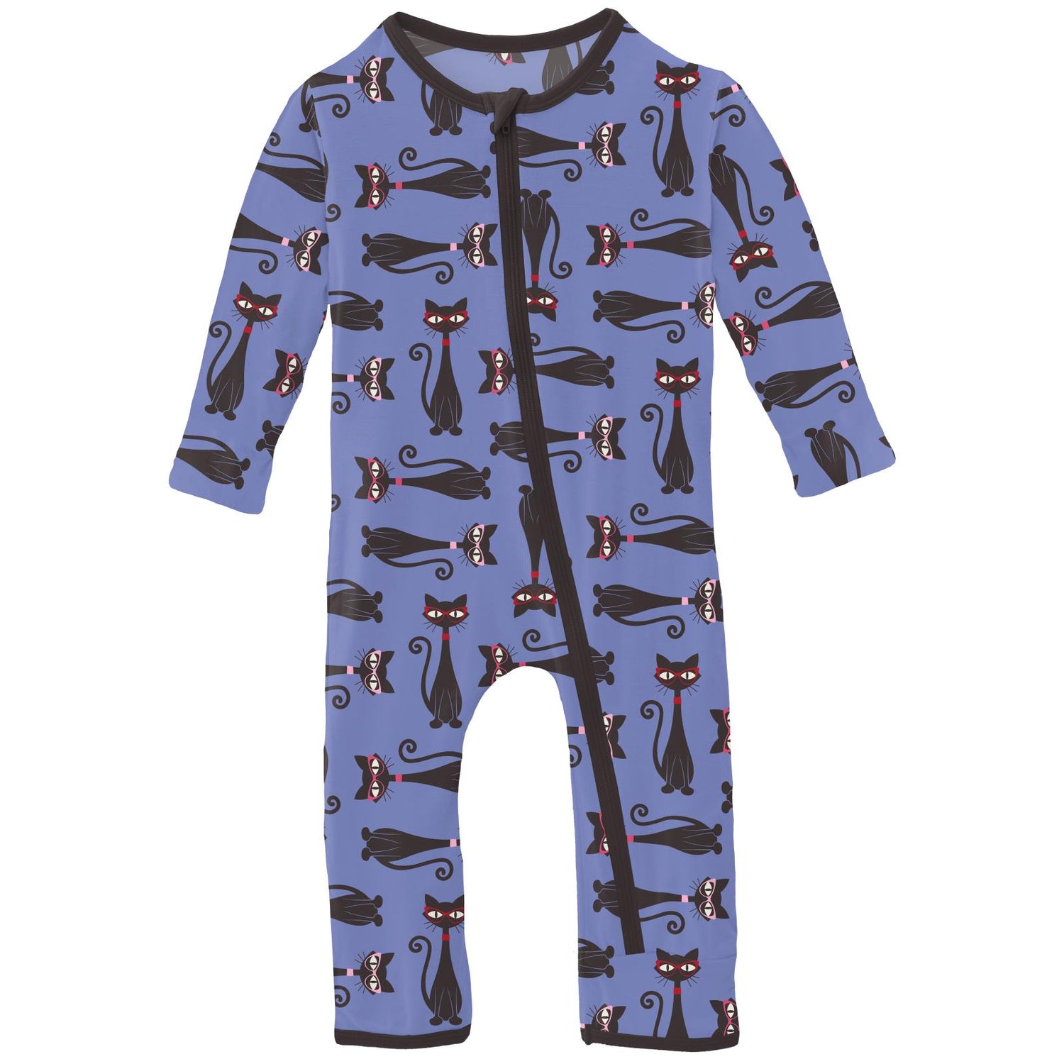 Print Coverall with Zipper in Forget Me Not Cool Cats