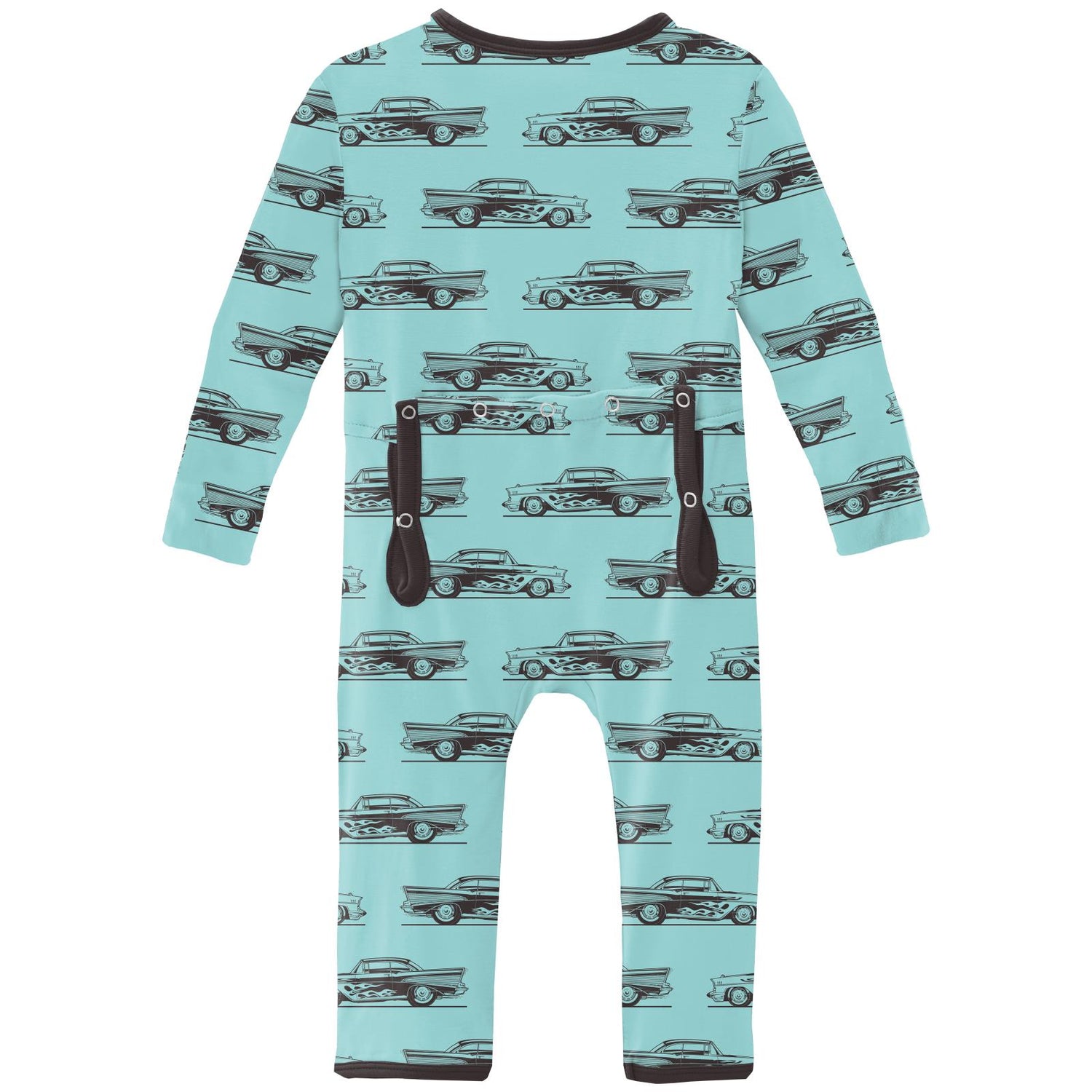 Print Coverall with Snaps in Summer Sky Hot Rod