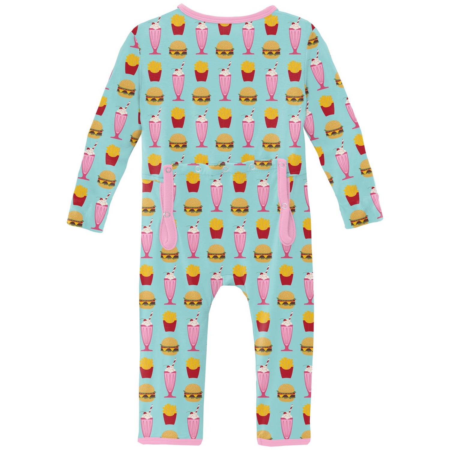 Print Coverall with Zipper in Summer Sky Cheeseburger