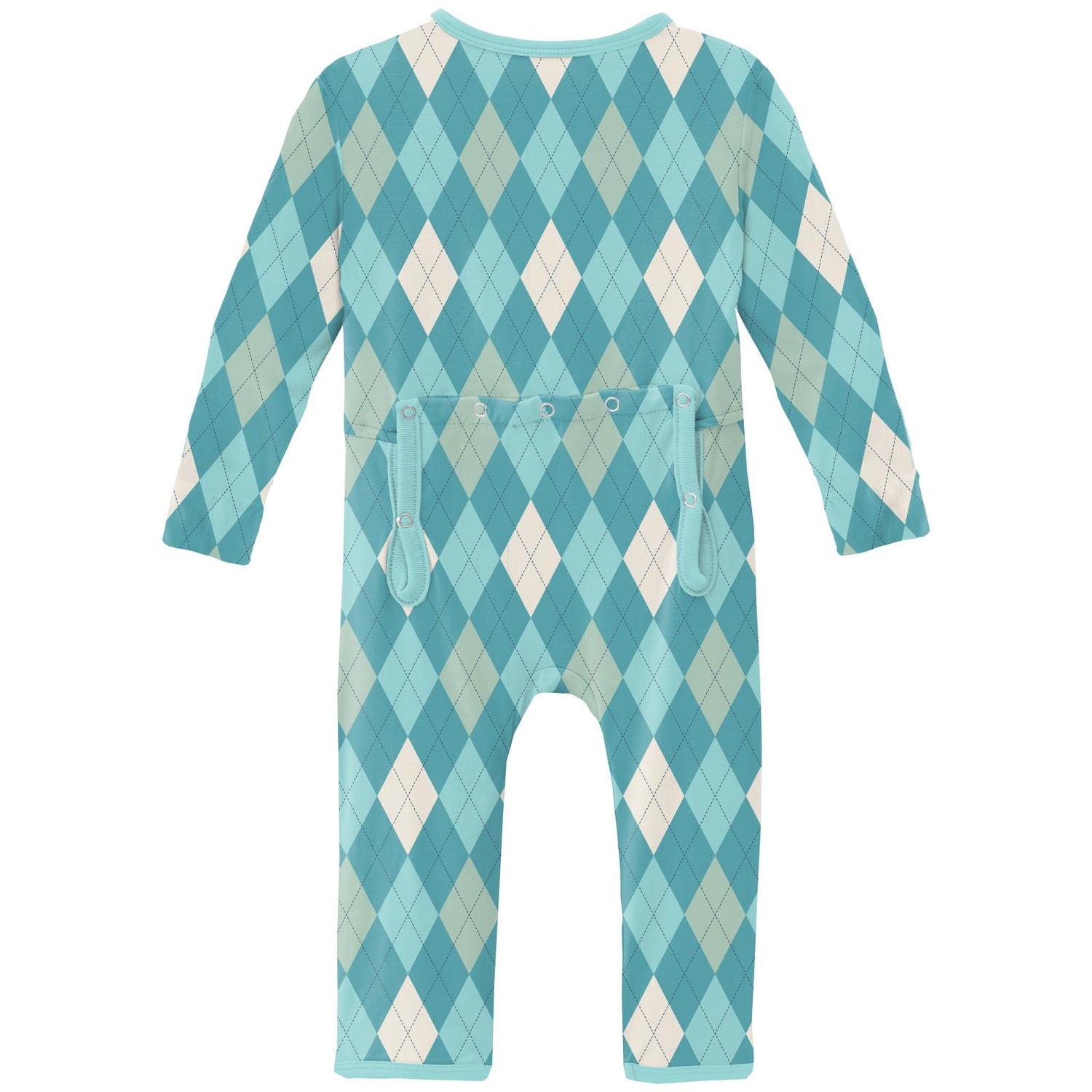 Print Coverall with Zipper in Glacier Argyle