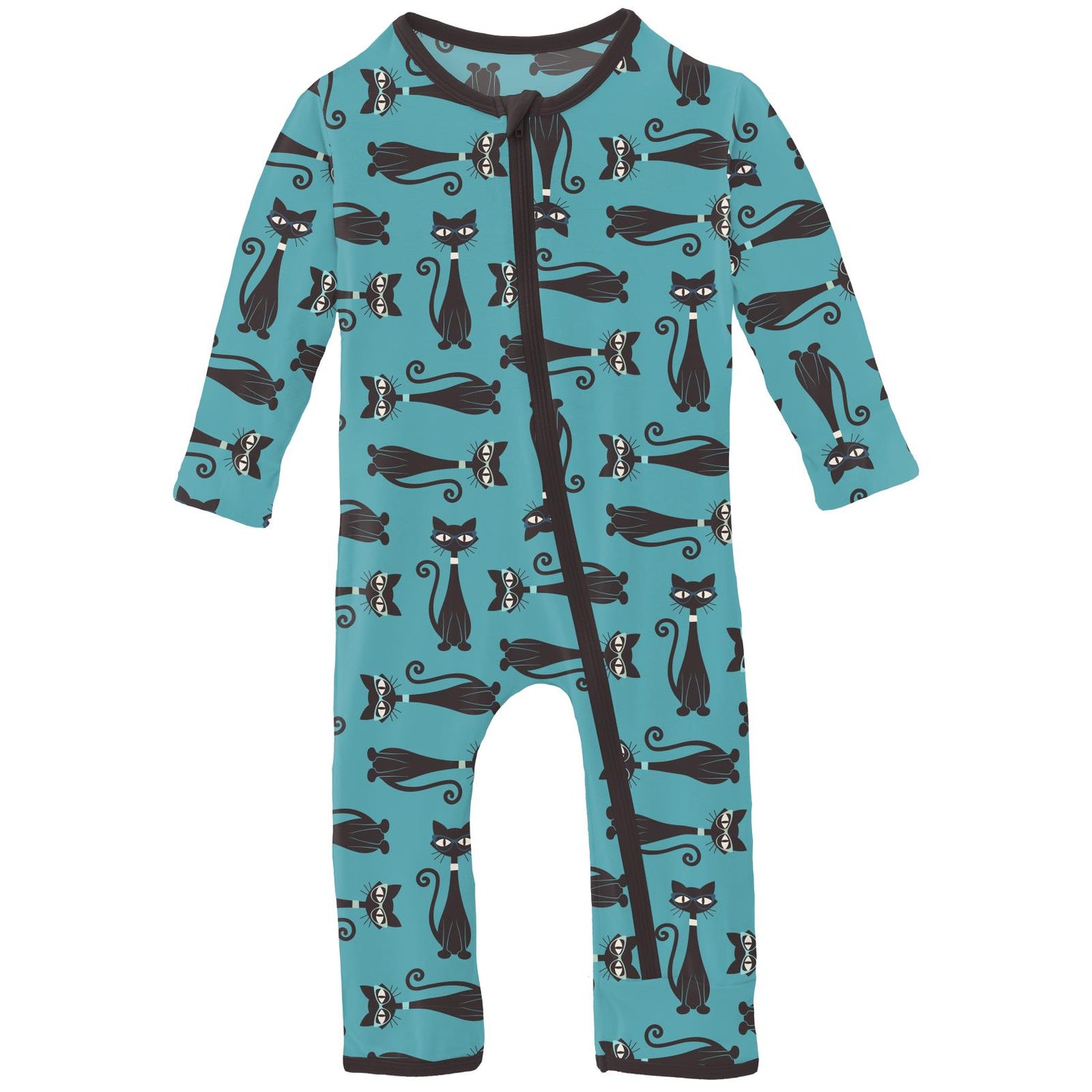 Print Coverall with Zipper in Glacier Cool Cats