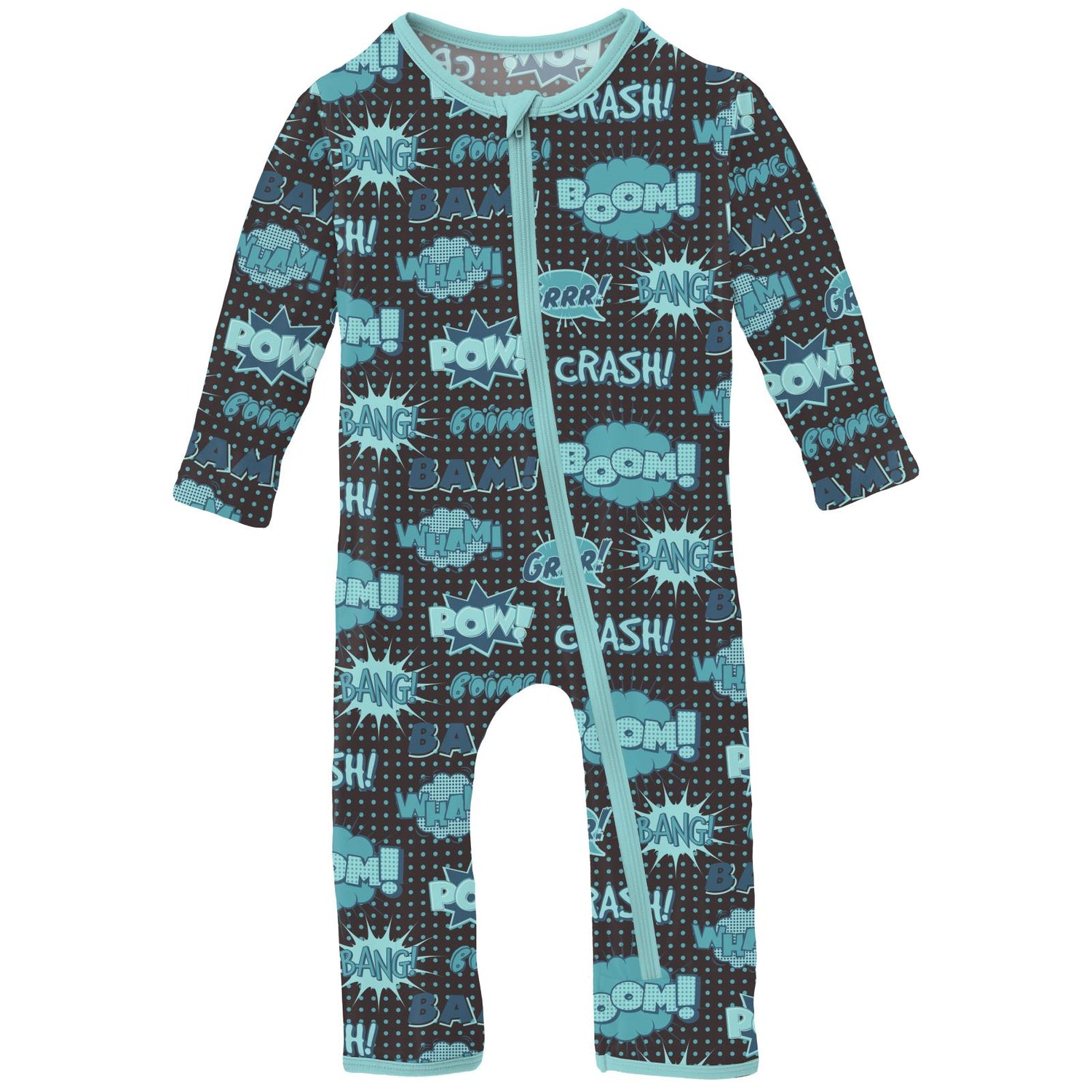 Print Coverall with Zipper in Midnight Comic Onomatopoeia