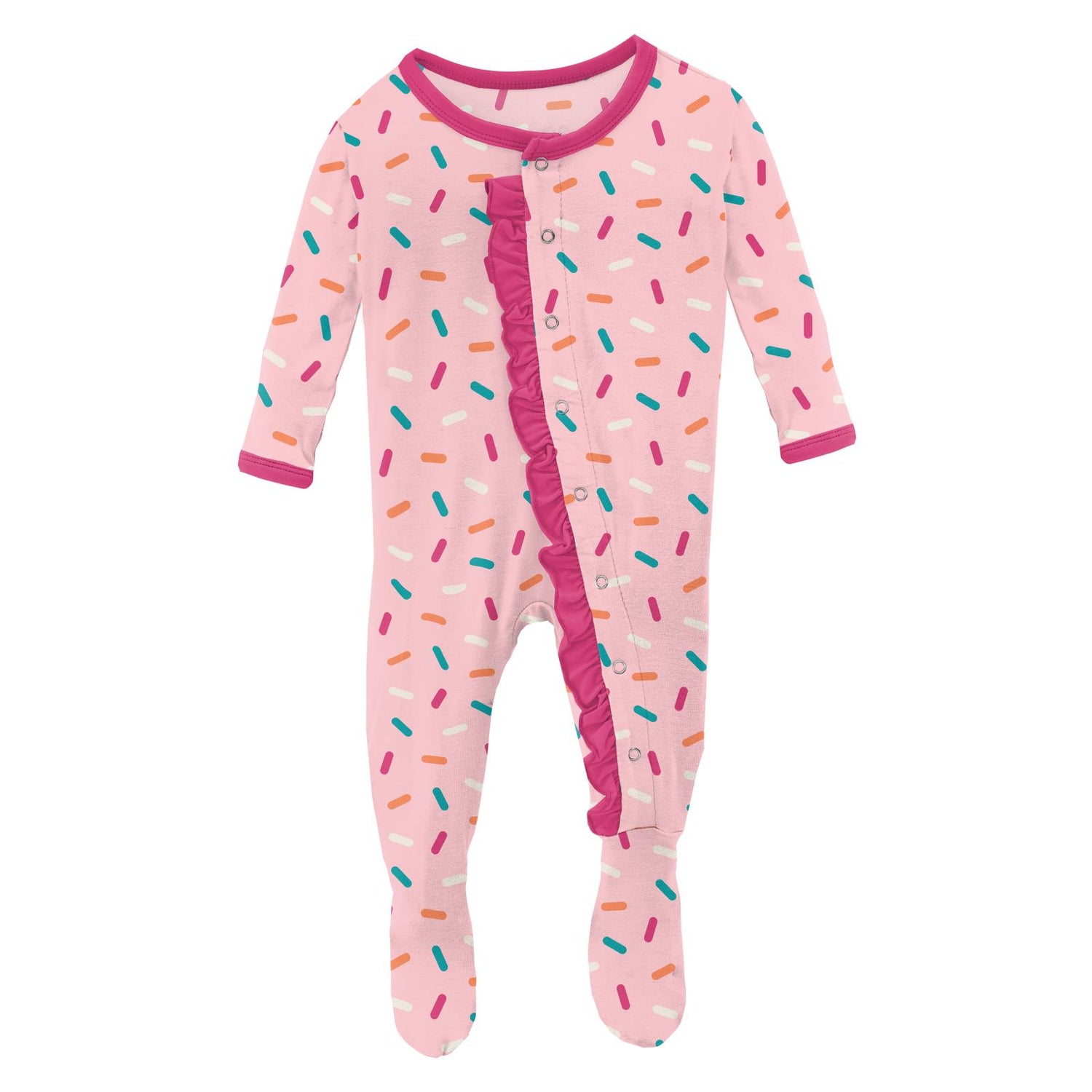 Print Classic Ruffle Footie with Snaps in Lotus Sprinkles