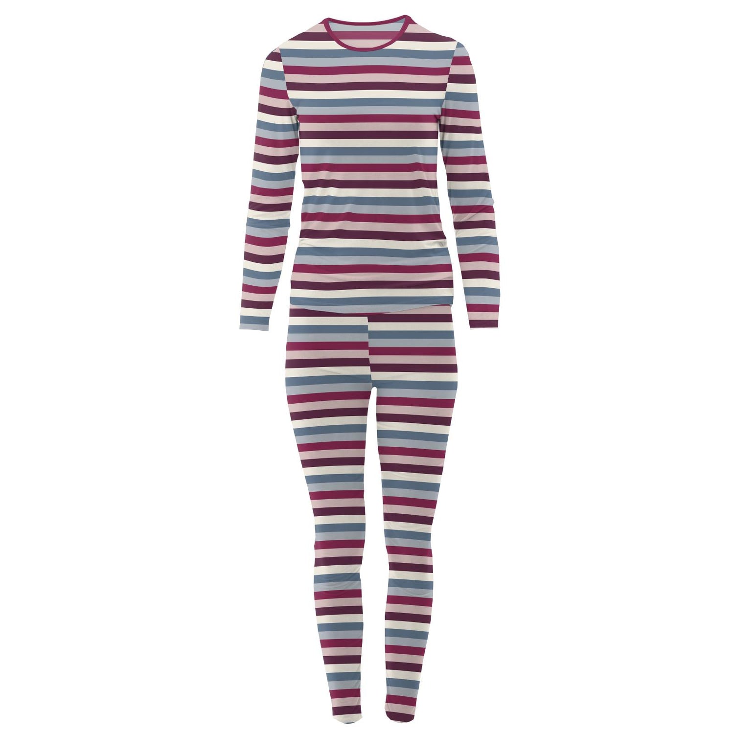 Women's Print Long Sleeve Fitted Pajama Set in Jingle Bell Stripe