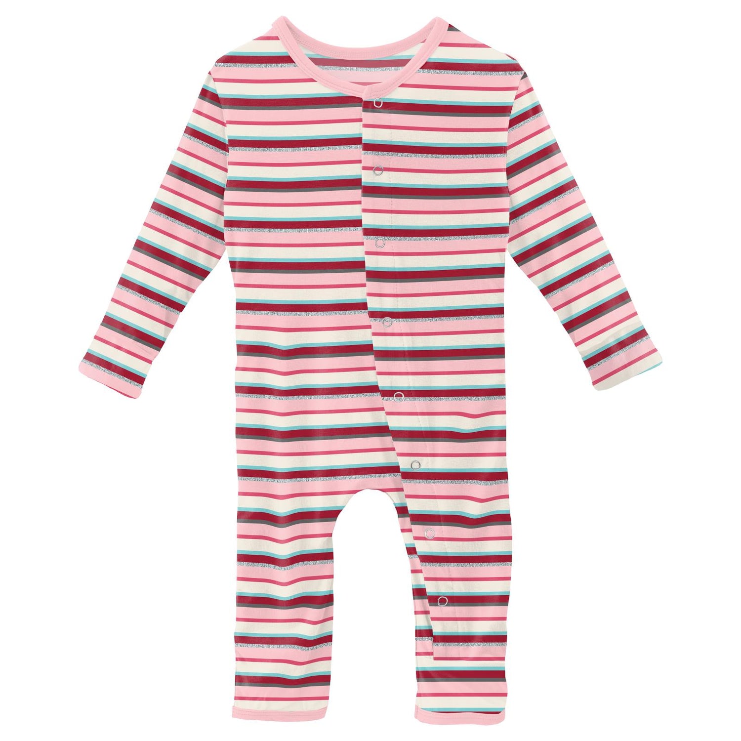 Print Coverall with Snaps in Anniversary Bobsled Stripe