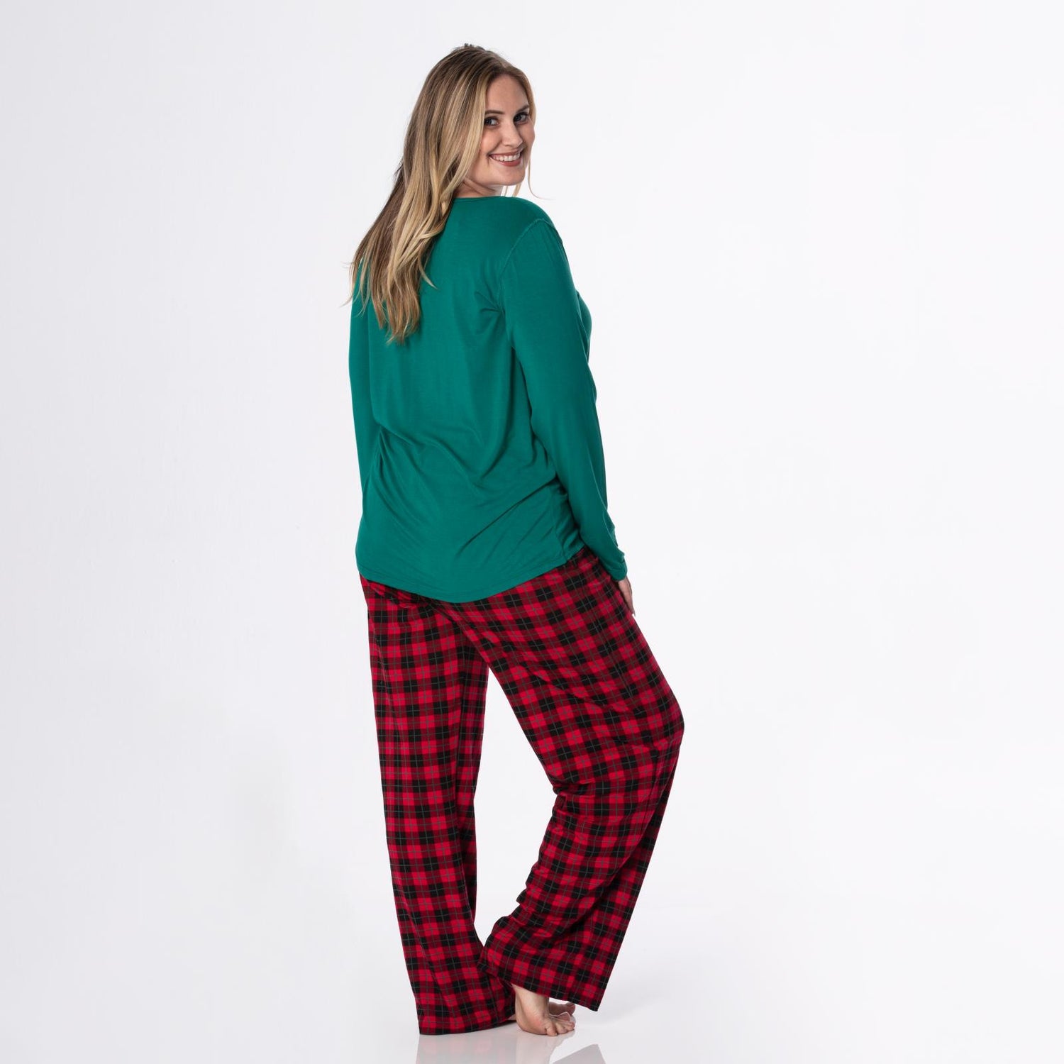 Women's Long Sleeve Loosey Goosey Tee & Pajama Pants Set in Anniversary Plaid