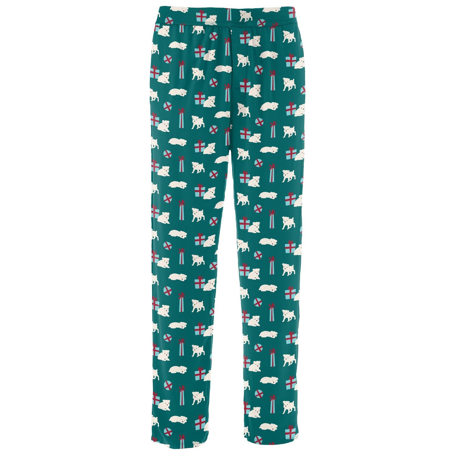 Men's Print Pajama Pants in Cedar Puppies and Presents