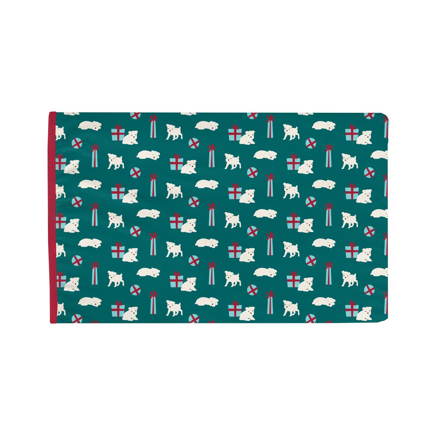 Print Pillowcase in Cedar Puppies and Presents
