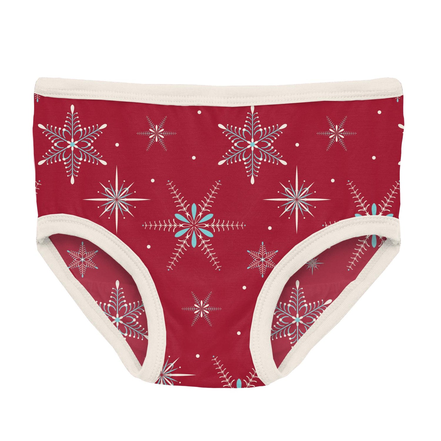 Print Girl's Underwear in Crimson Snowflakes