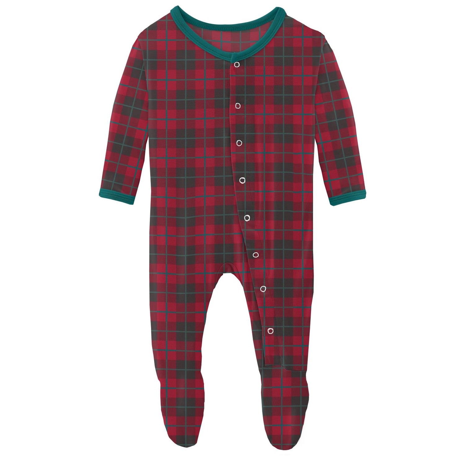 Print Footie with Snaps in Anniversary Plaid