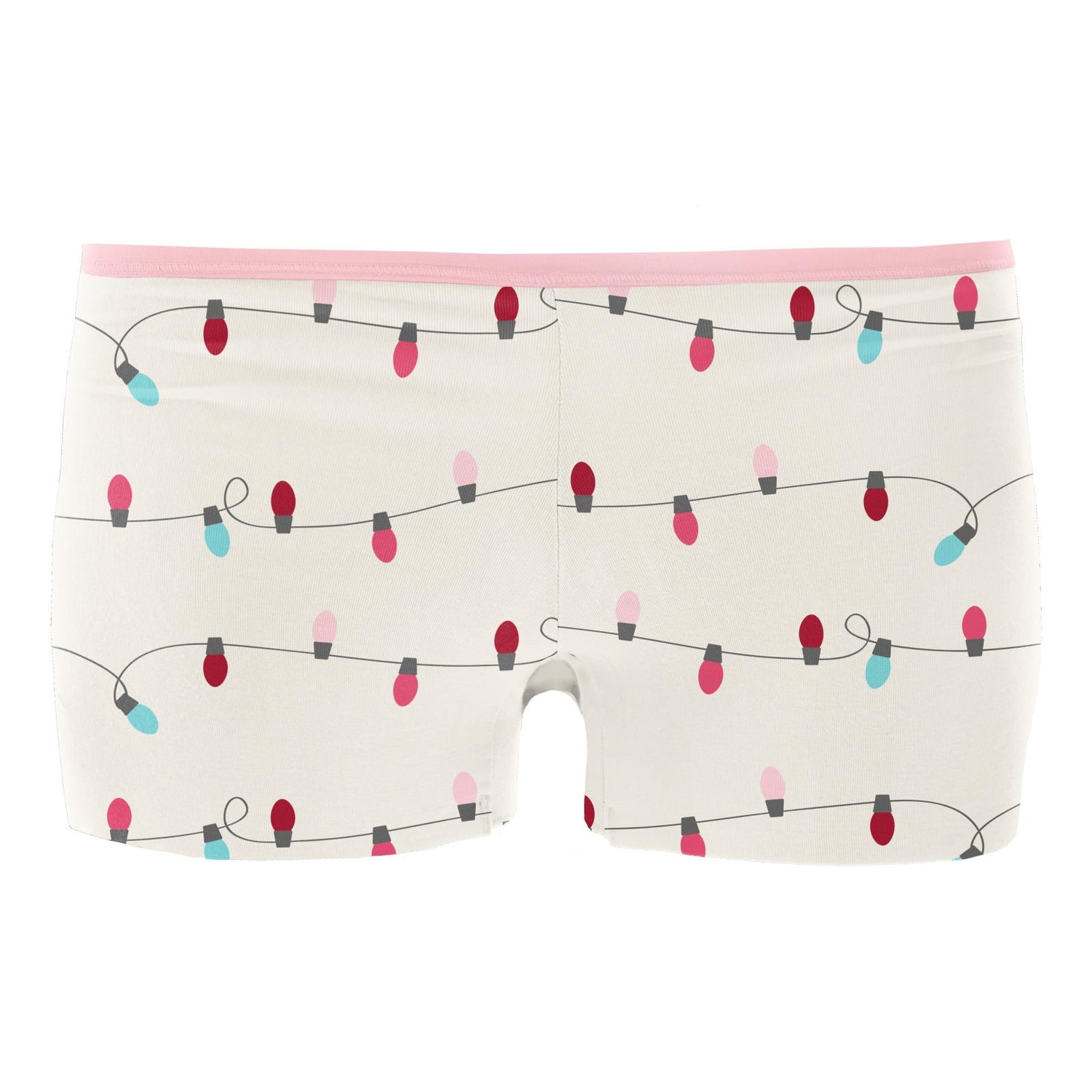 Women's Print Boy Short Underwear in Natural Holiday Lights