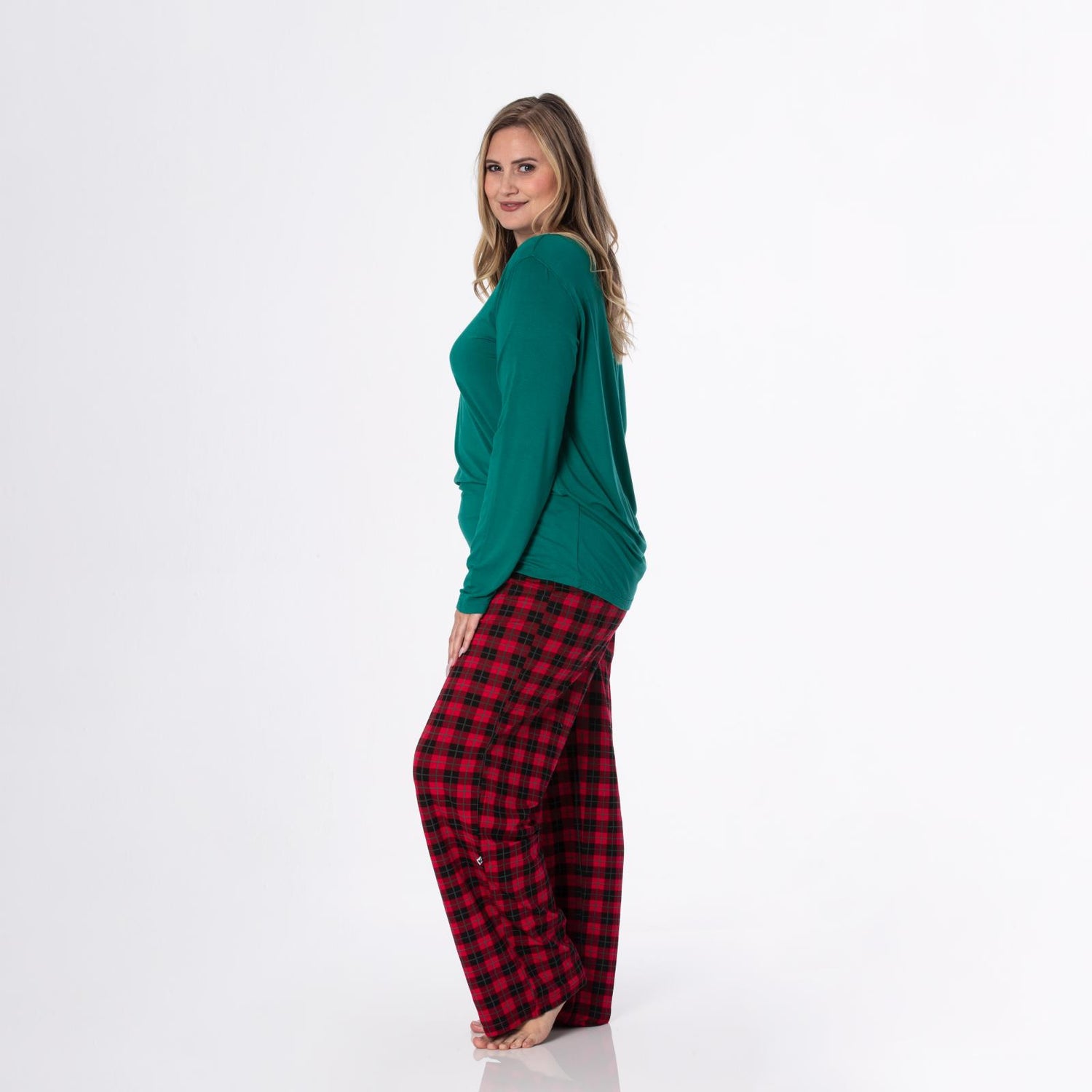 Women's Long Sleeve Loosey Goosey Tee & Pajama Pants Set in Anniversary Plaid