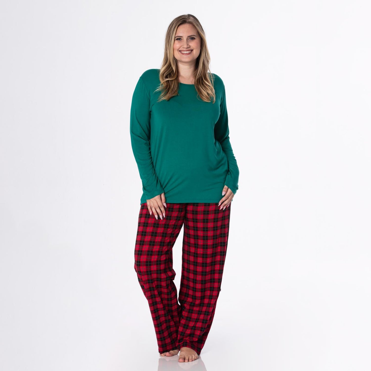 Women's Long Sleeve Loosey Goosey Tee & Pajama Pants Set in Anniversary Plaid