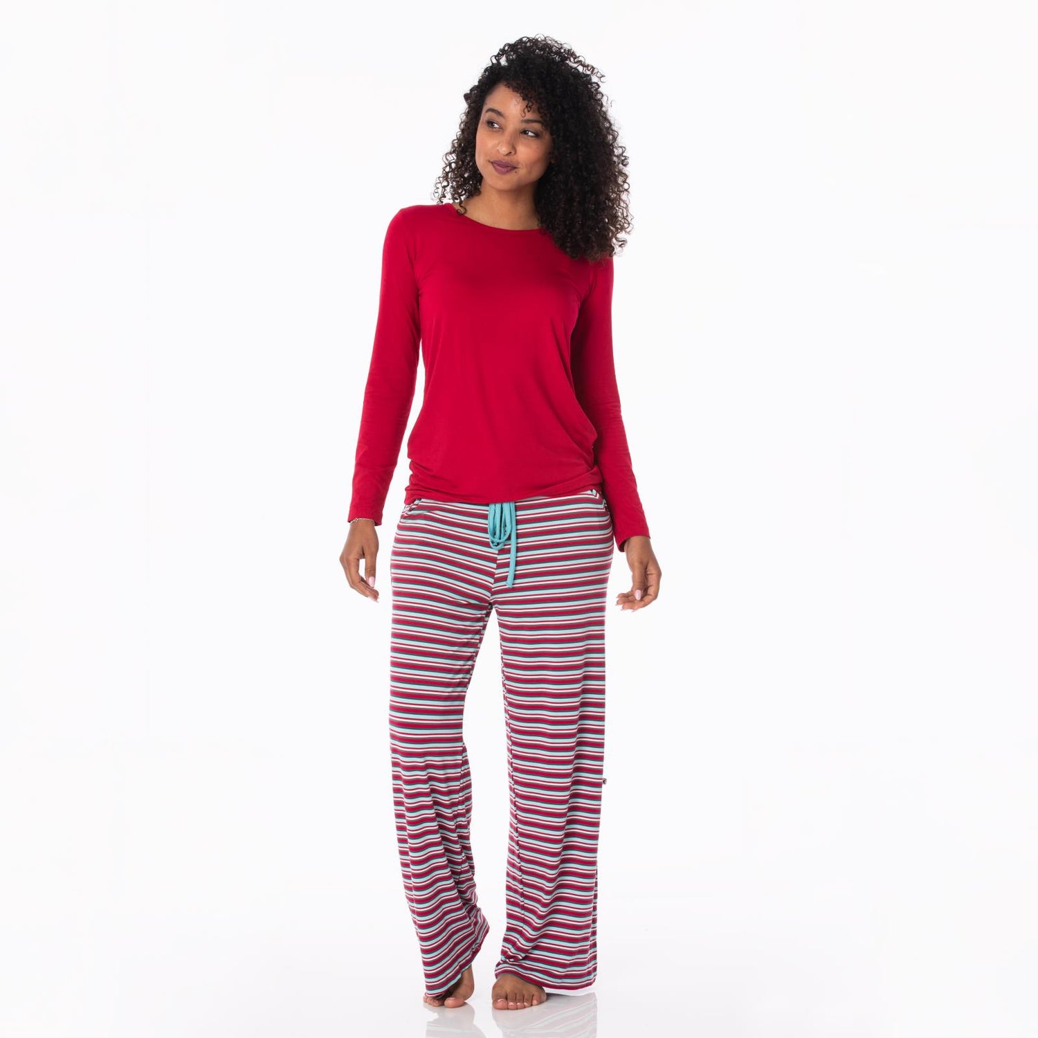 Women's Print Lounge Pants in Christmas Stripe