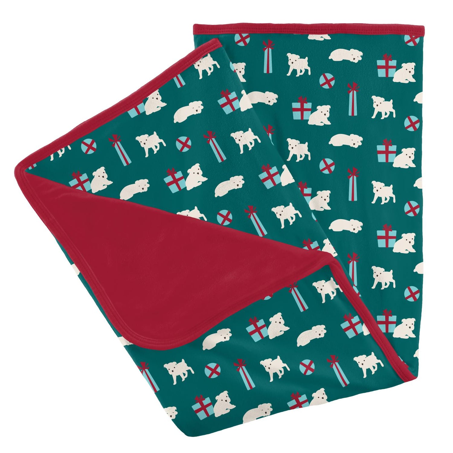 Print Stroller Blanket in Cedar Puppies and Presents